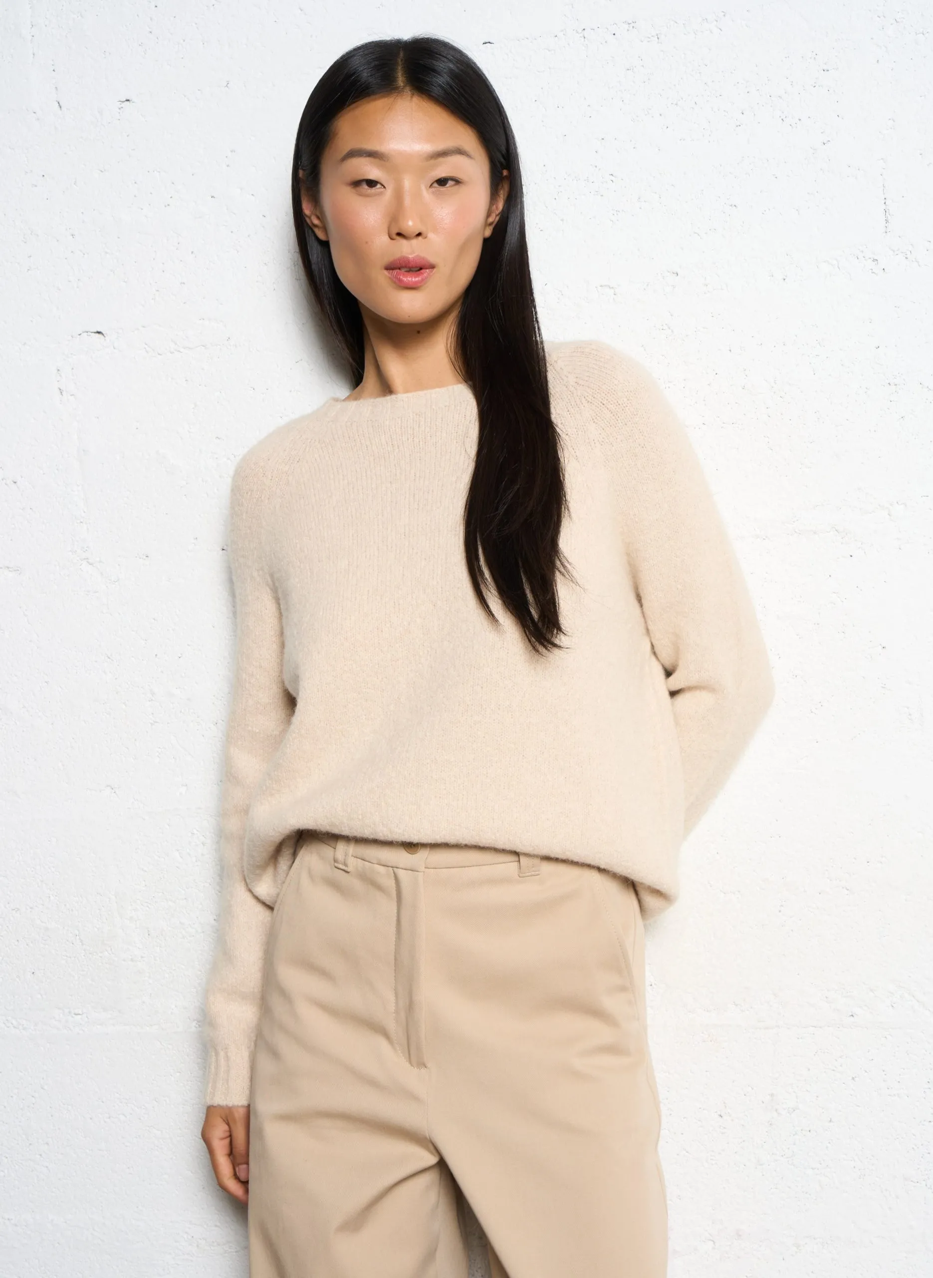 Gerade geschnittener Strickpullover Weiss GHIACCI