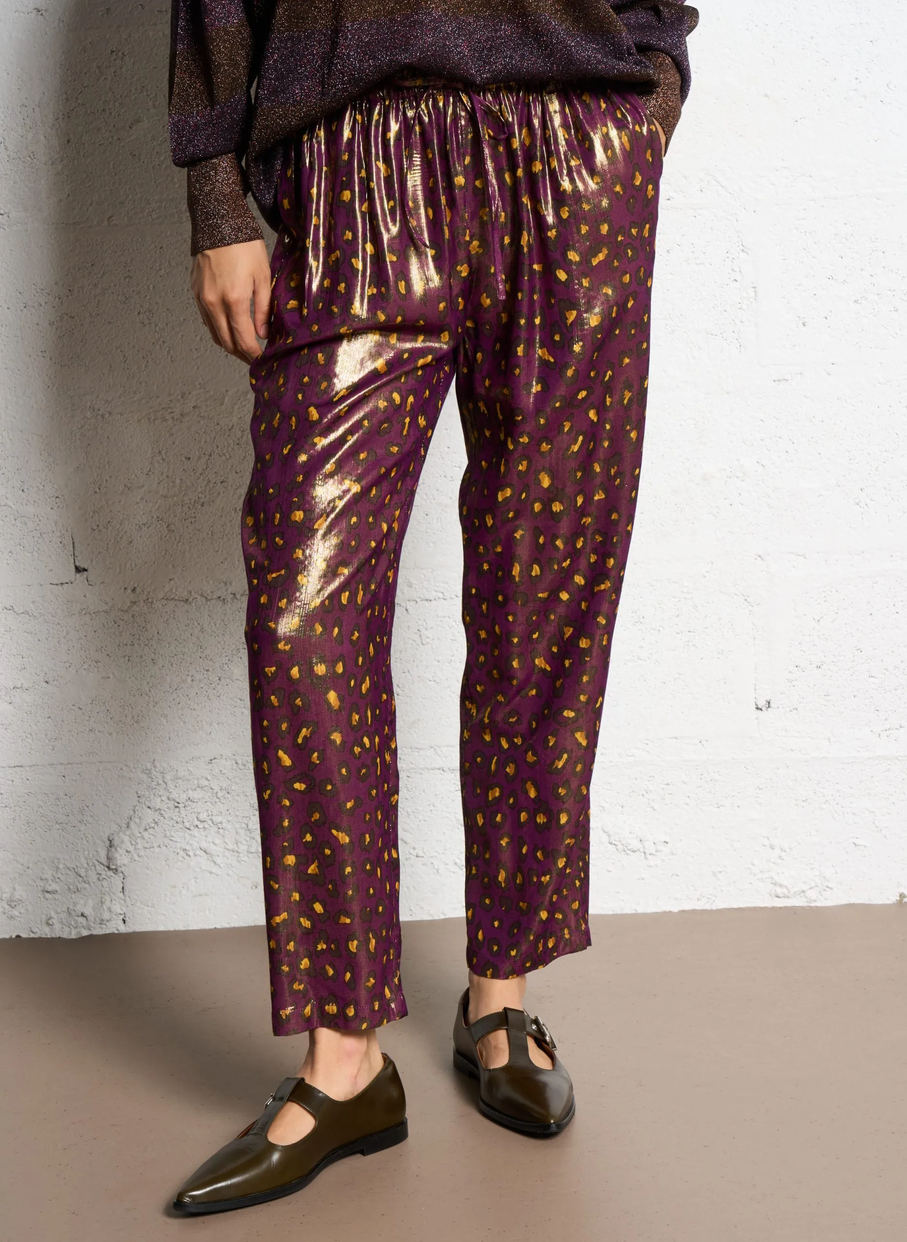 Bedruckte Slimfit-Hose Violett ILANA