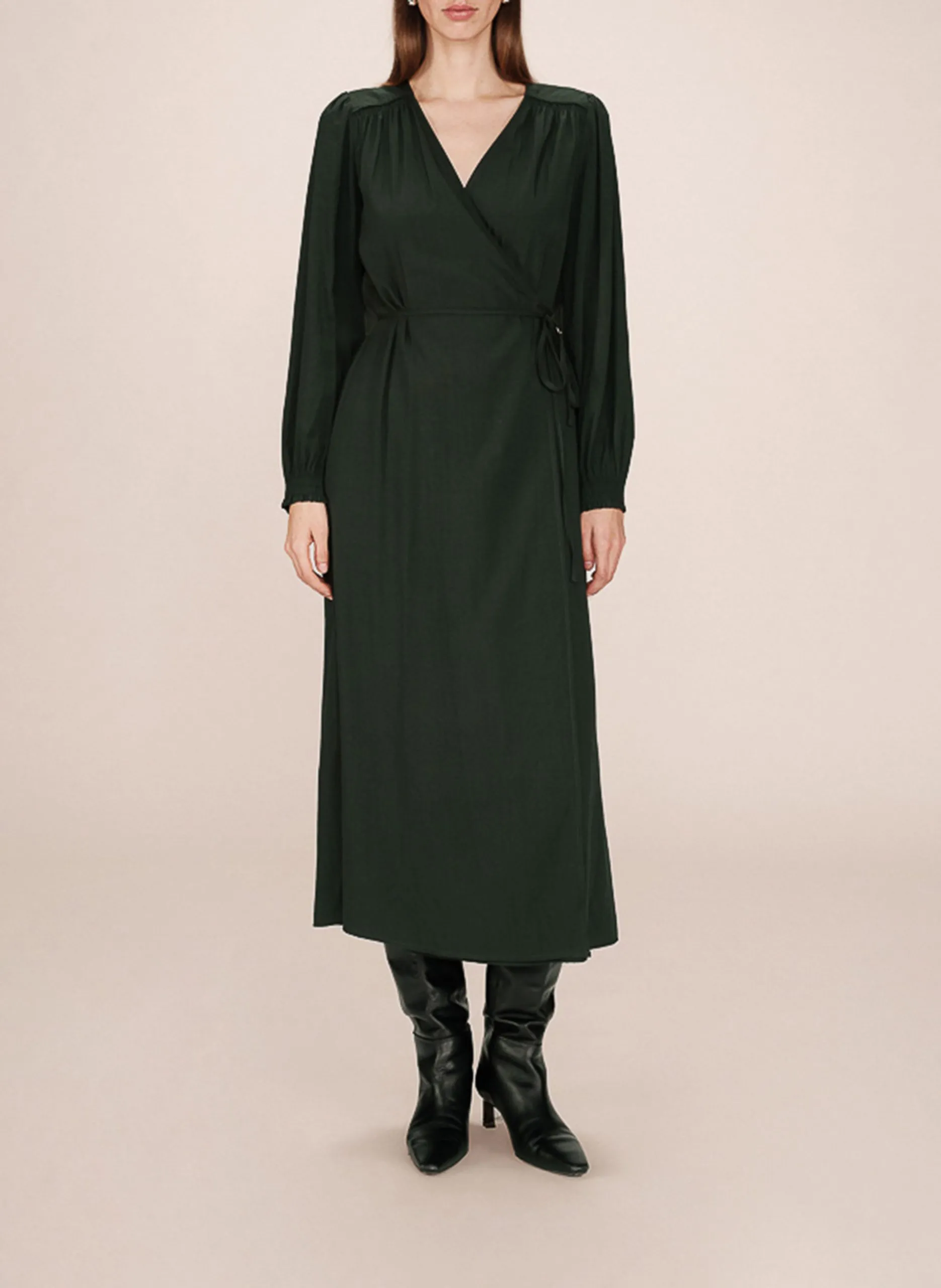 Fließendes Wickelkleid Grun SEYCHELLES