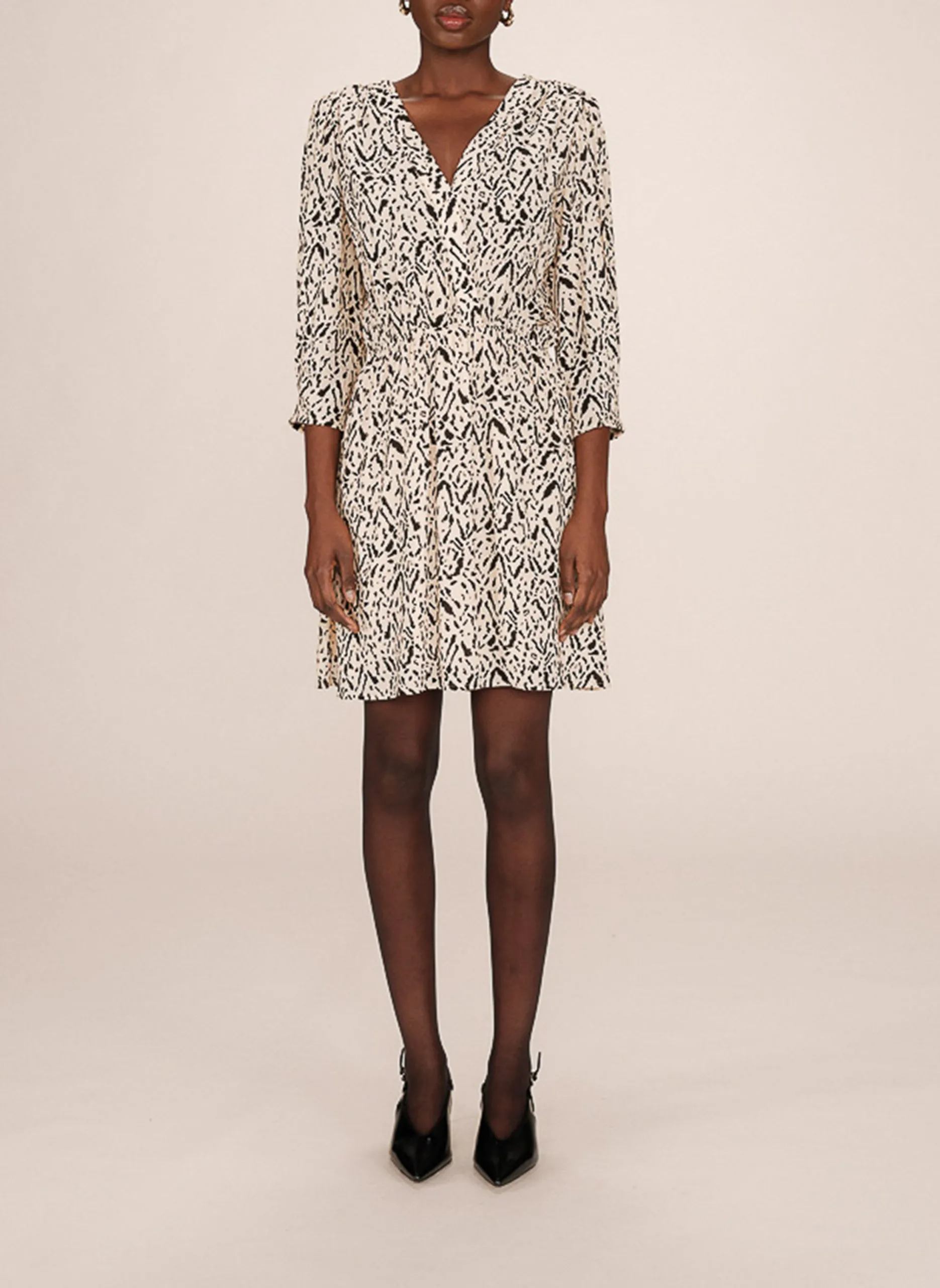 Bedrucktes Kleid Beige SUZIE