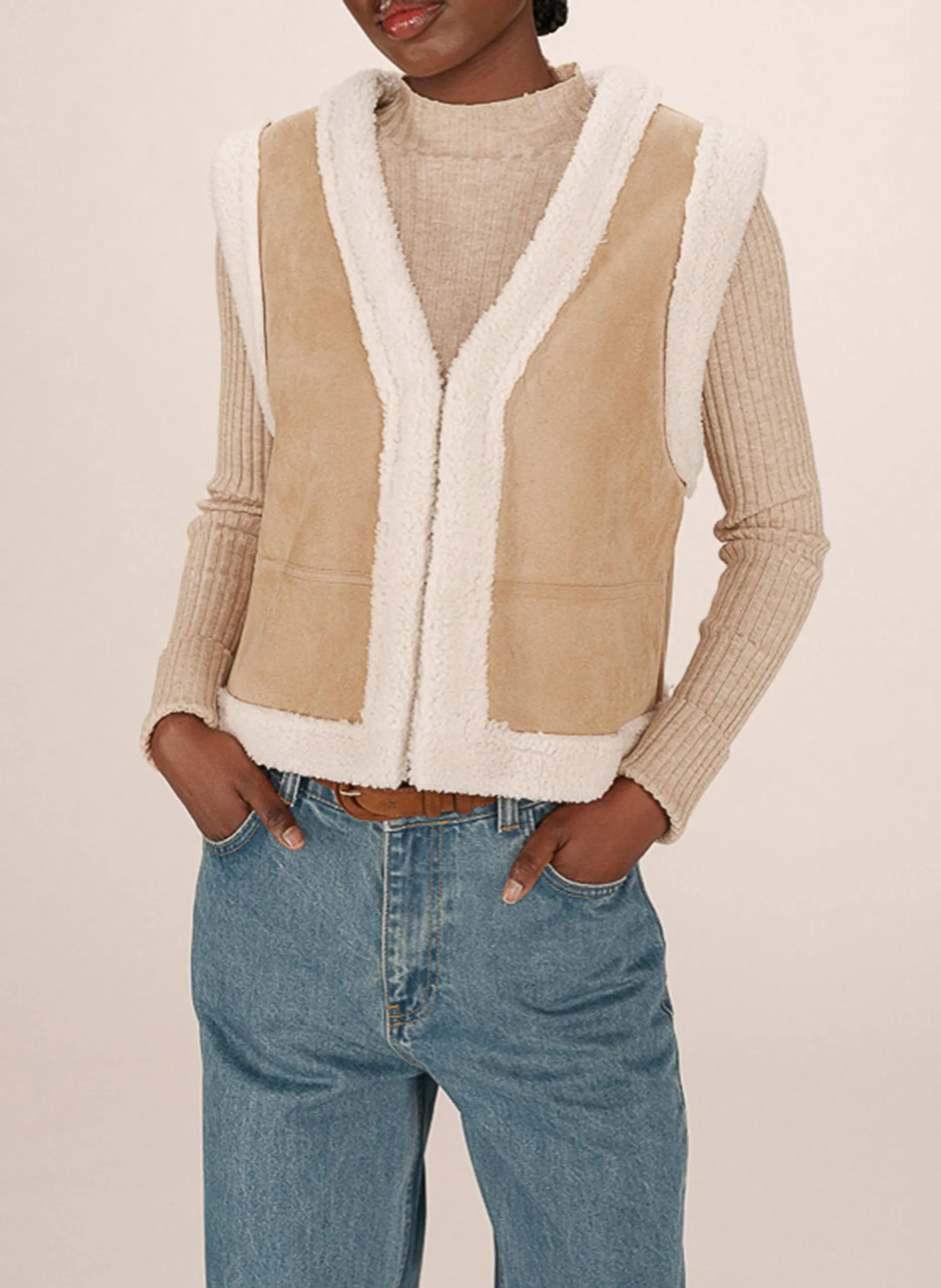 Jacke mit V-Ausschnitt Braun SOHEN