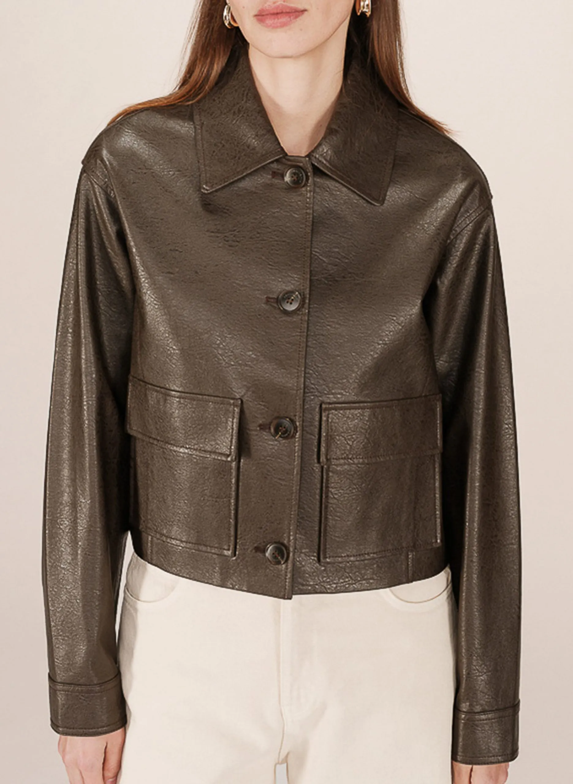 Gerade geschnittene Jacke mit klassischem Kragen Braun SOLANGE