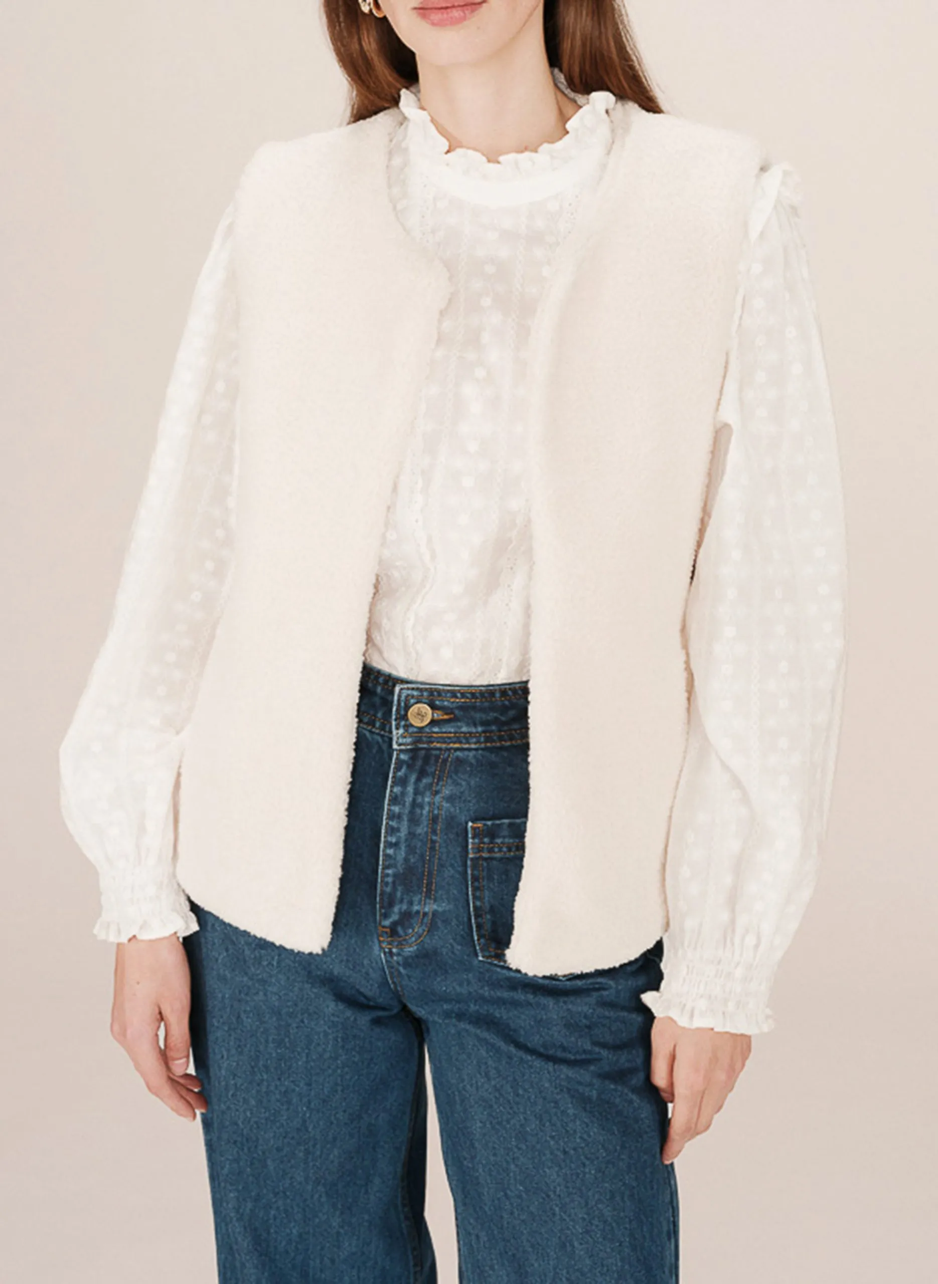 Ärmellose Weste aus Kunstpelz Weiss SINATRA