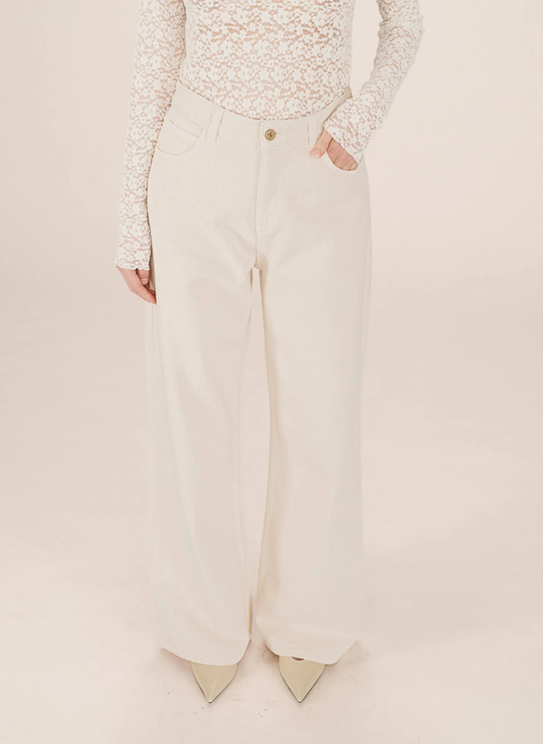 Ausgestellte Baumwoll-Jeans Beige JAMES