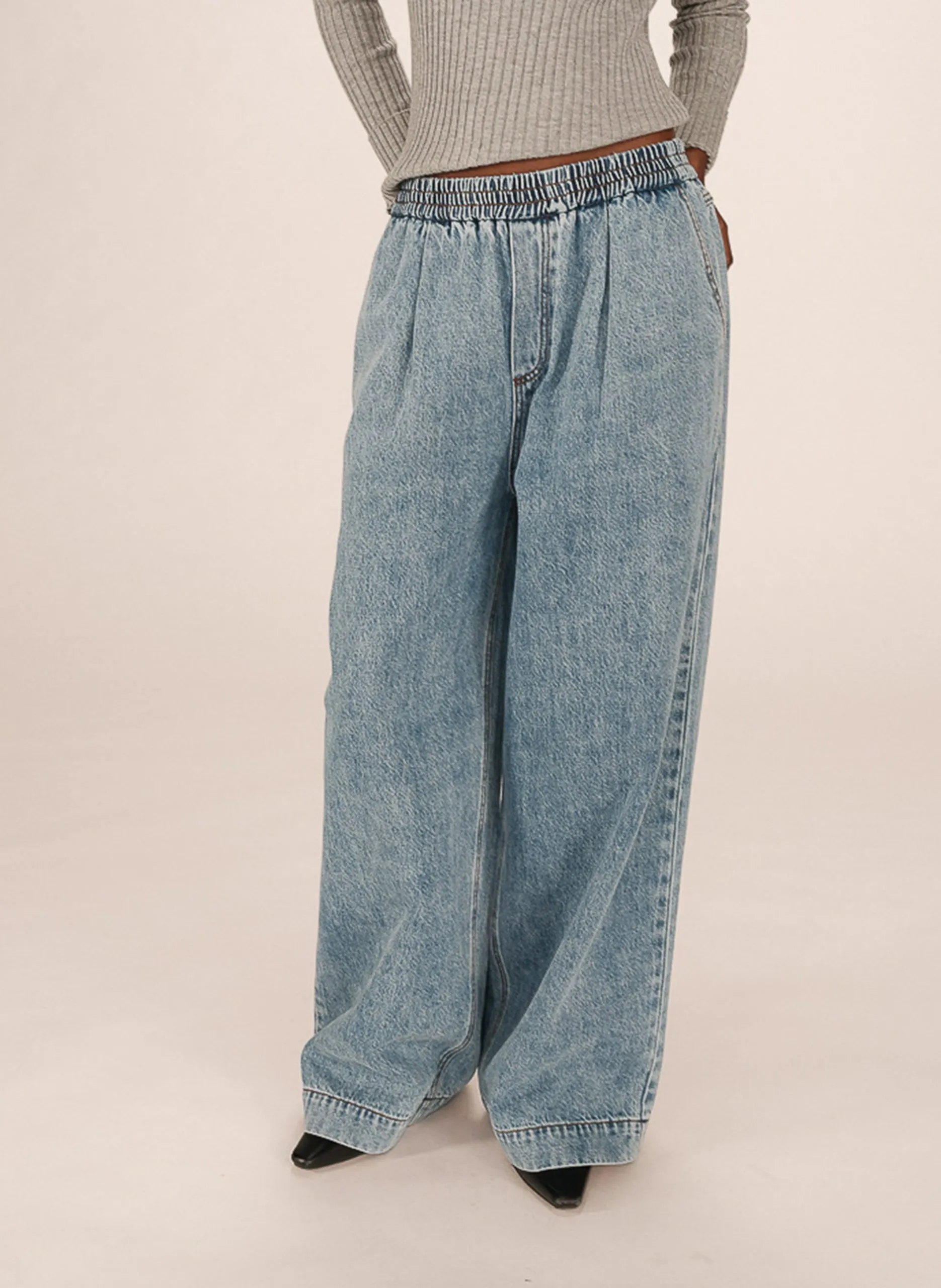 Baggy-Jeans aus Baumwolle Blau SACHA