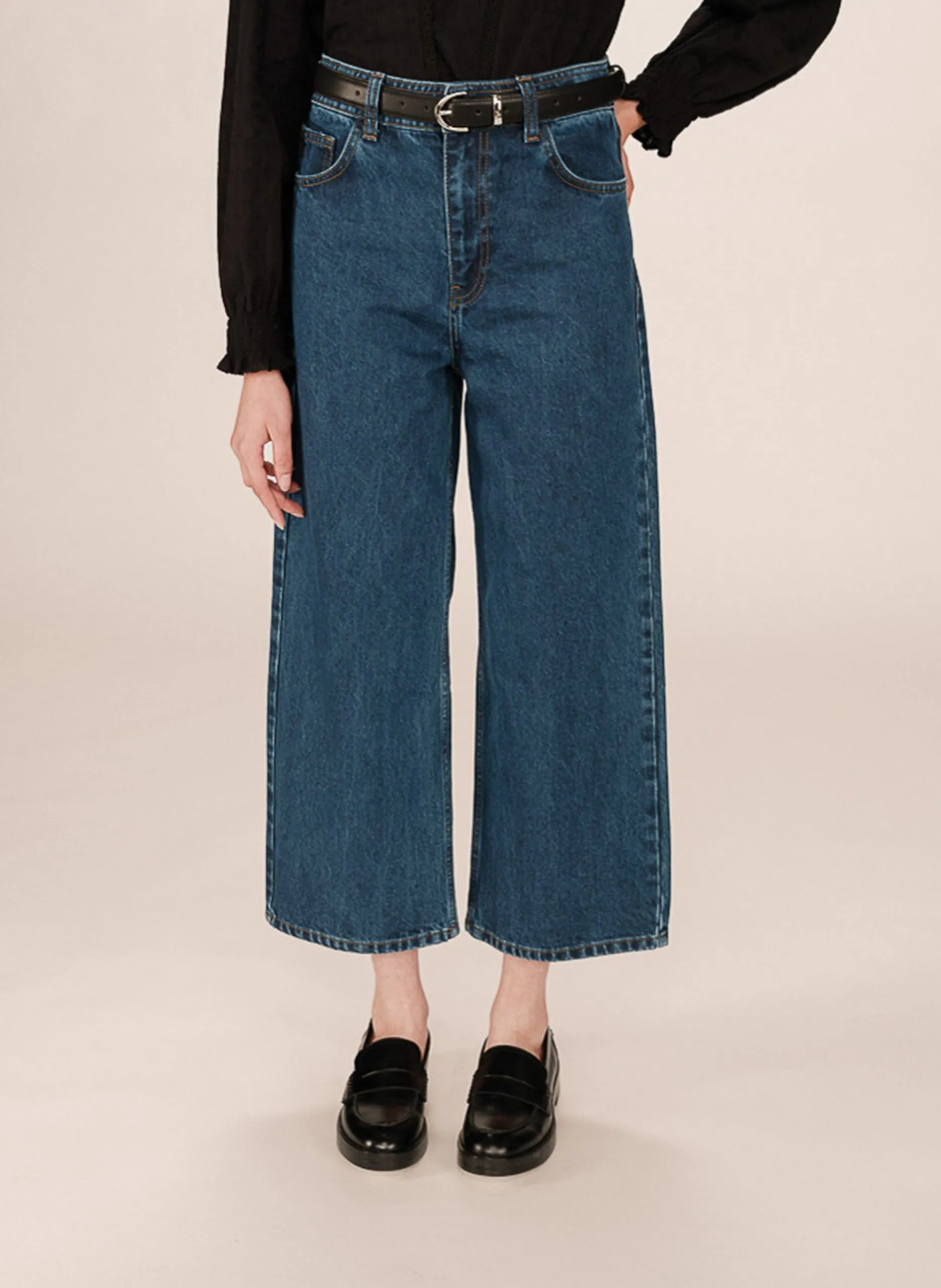 Csally - Gerade geschnittene Baumwollhose Blau JONAS