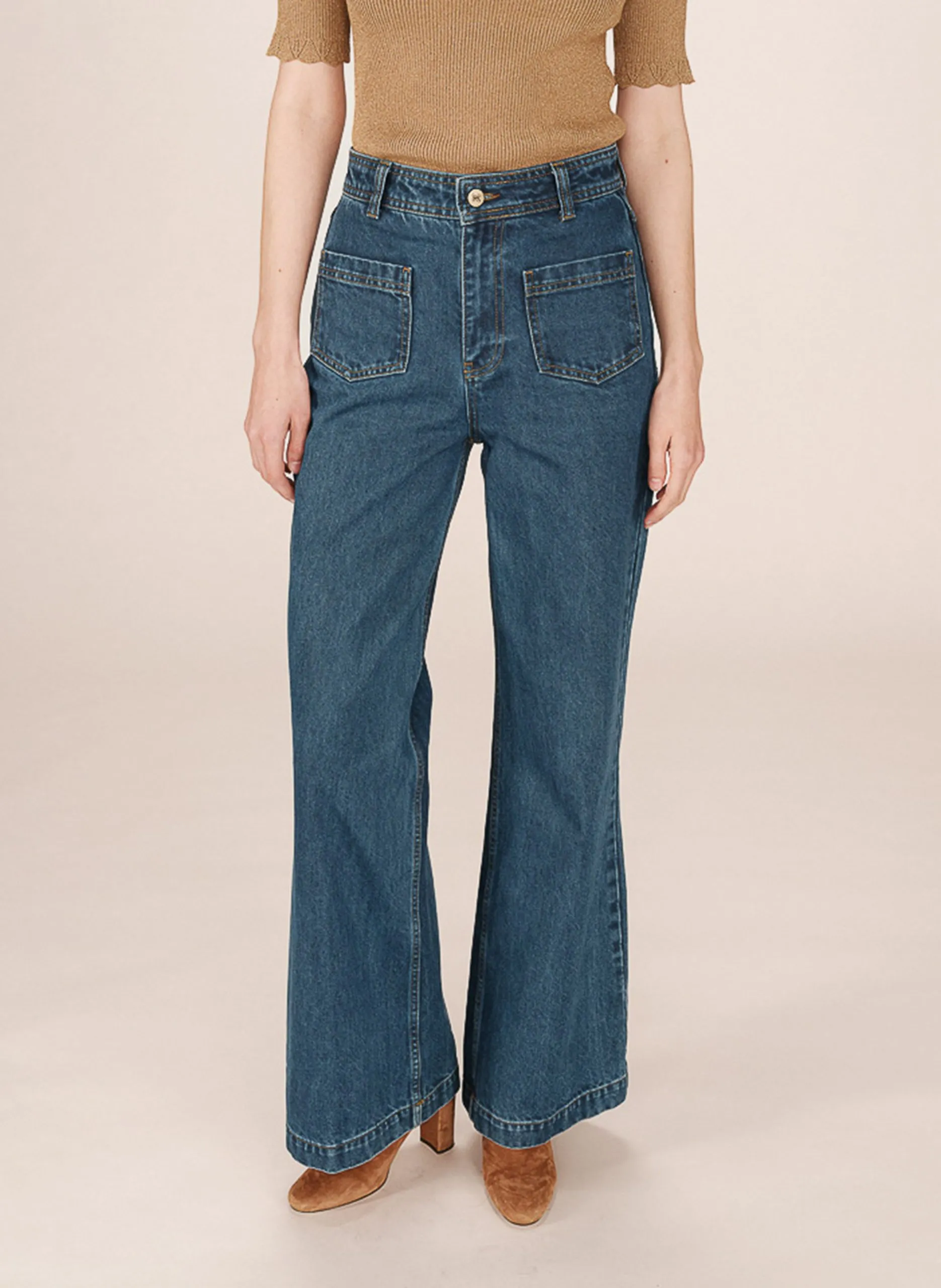 Csally - Gerade geschnittene Baumwollhose Blau JACOB