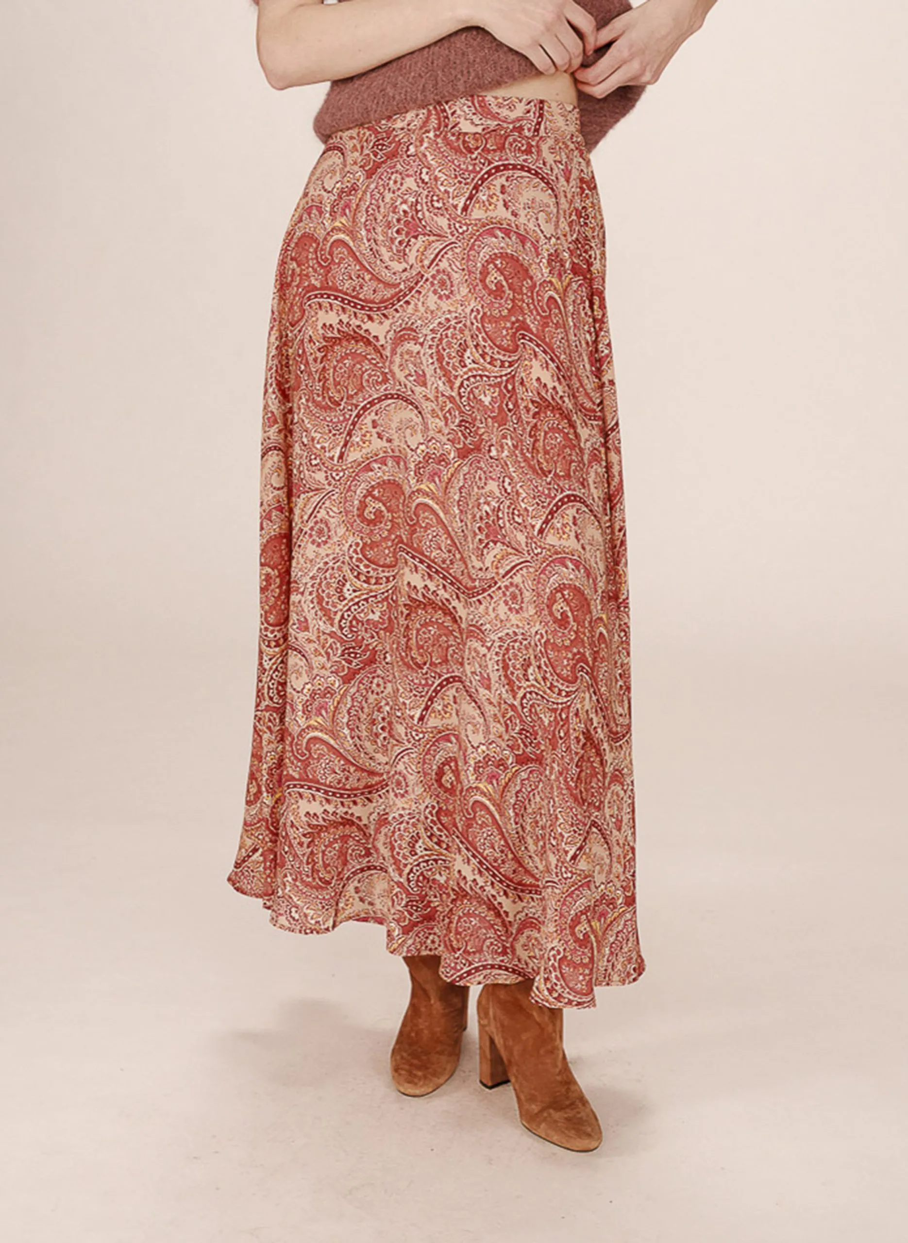 Langer Rock mit Muster Braun SIBELLA