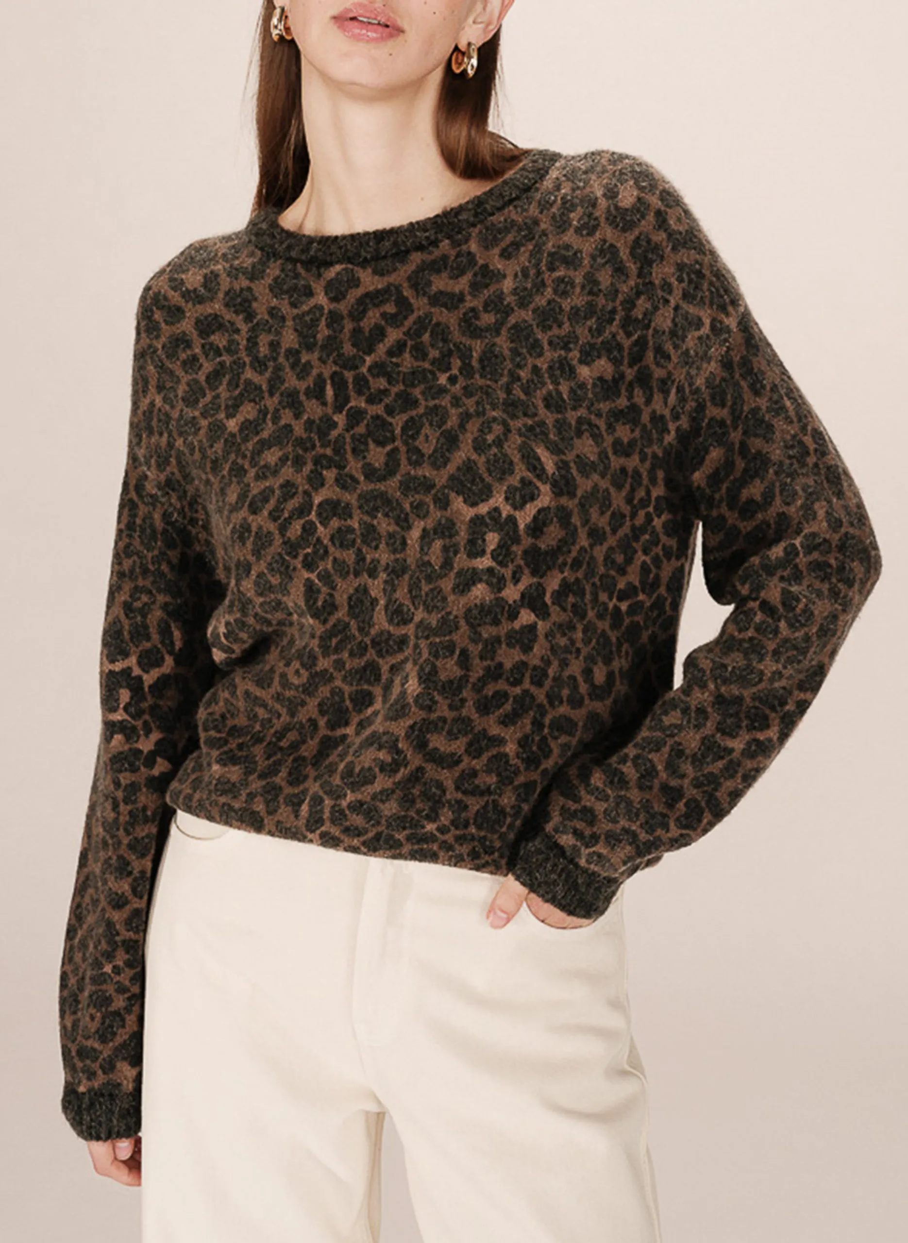 Rundhalspullover mit Leopardenmuster Braun SANTIGOLD