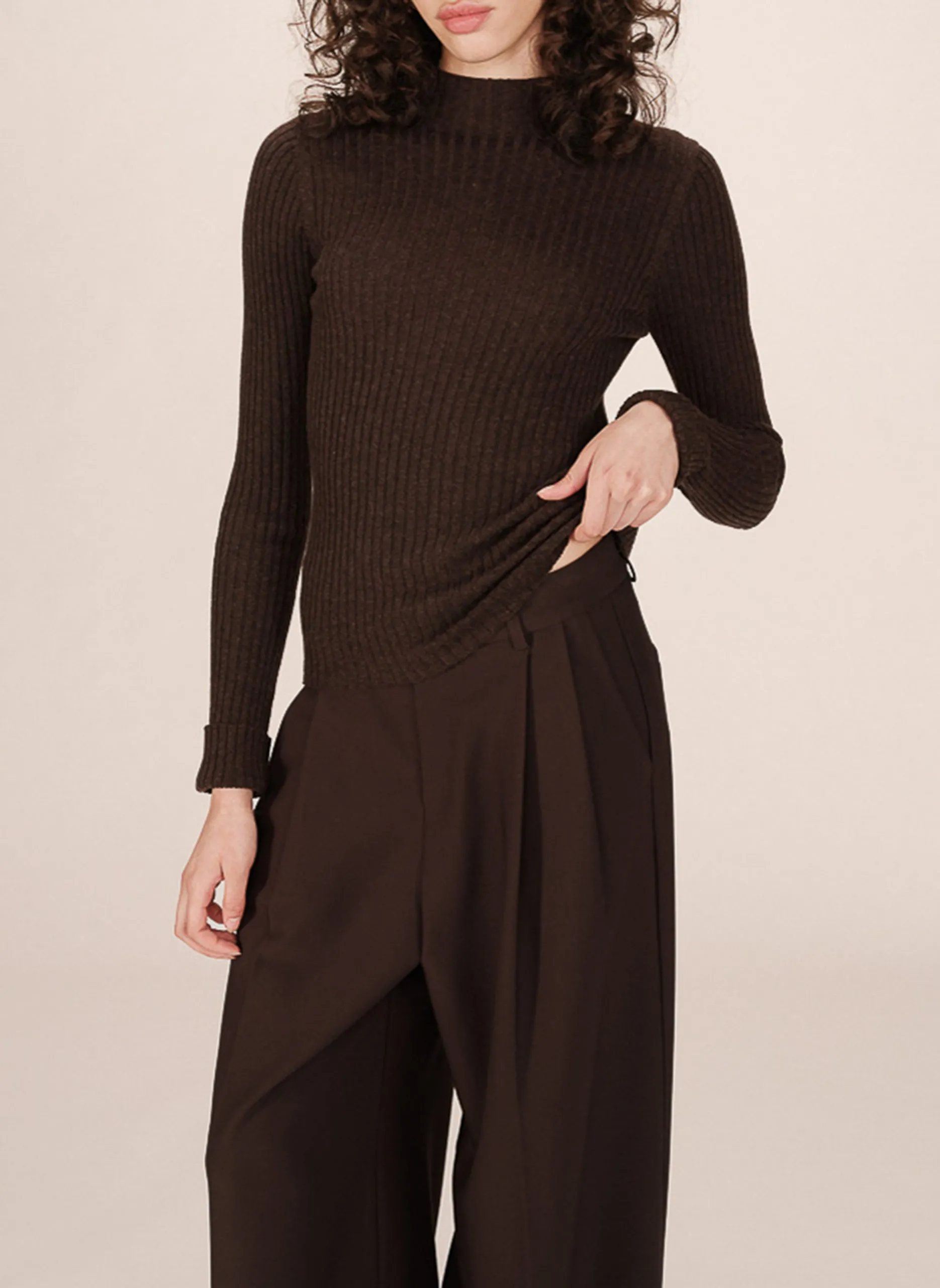 Elena - Pullover mit Stehkragen Braun SATURDAY