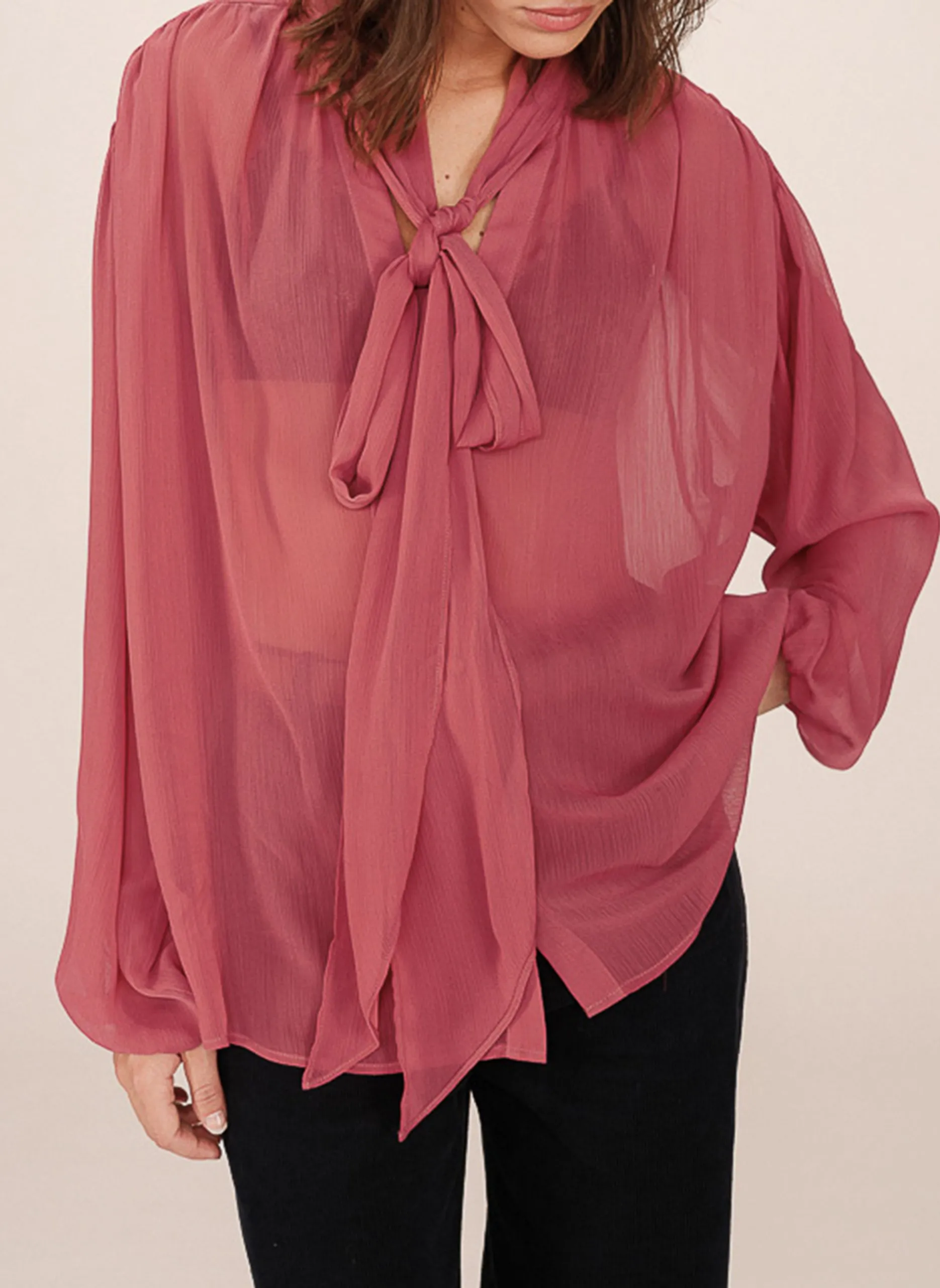 Bluse mit Schluppenkragen Rosa SPLENDIDE