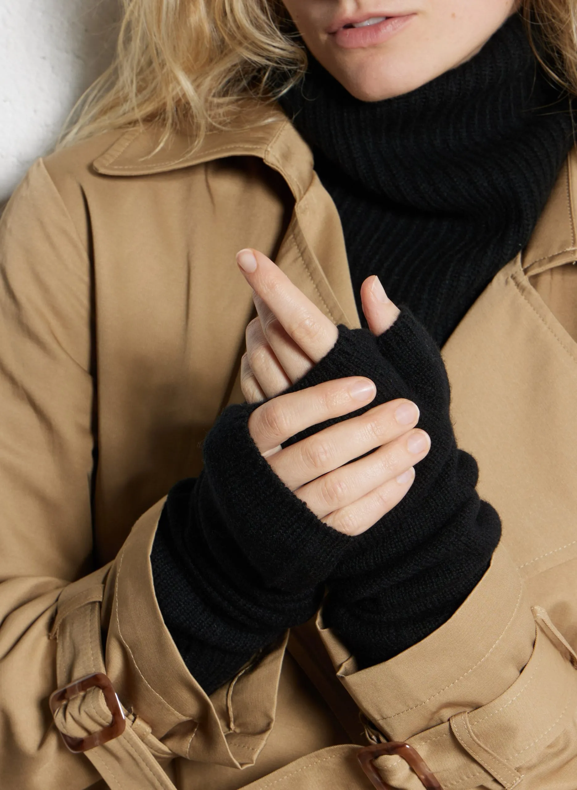 Halbhandschuhe aus Kaschmir Schwarz SOTCHI