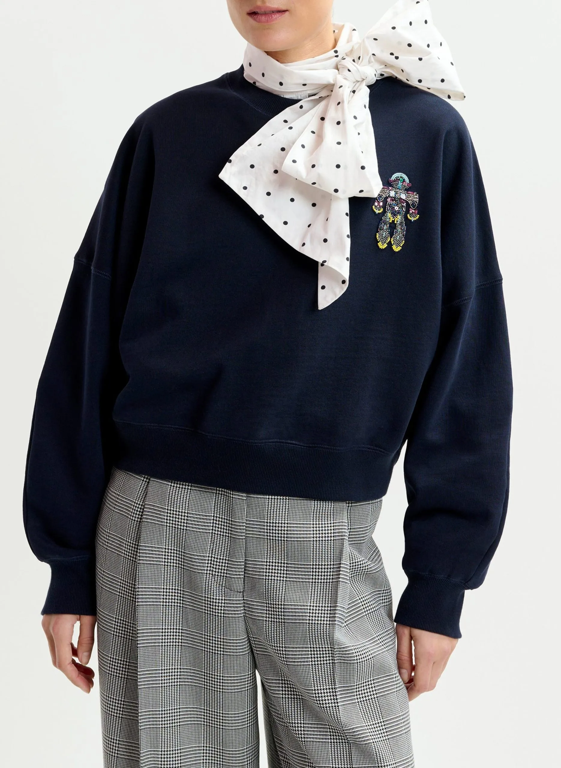 Baumwoll-Sweater mit Rundhalsausschnitt Blau IBERNATUS