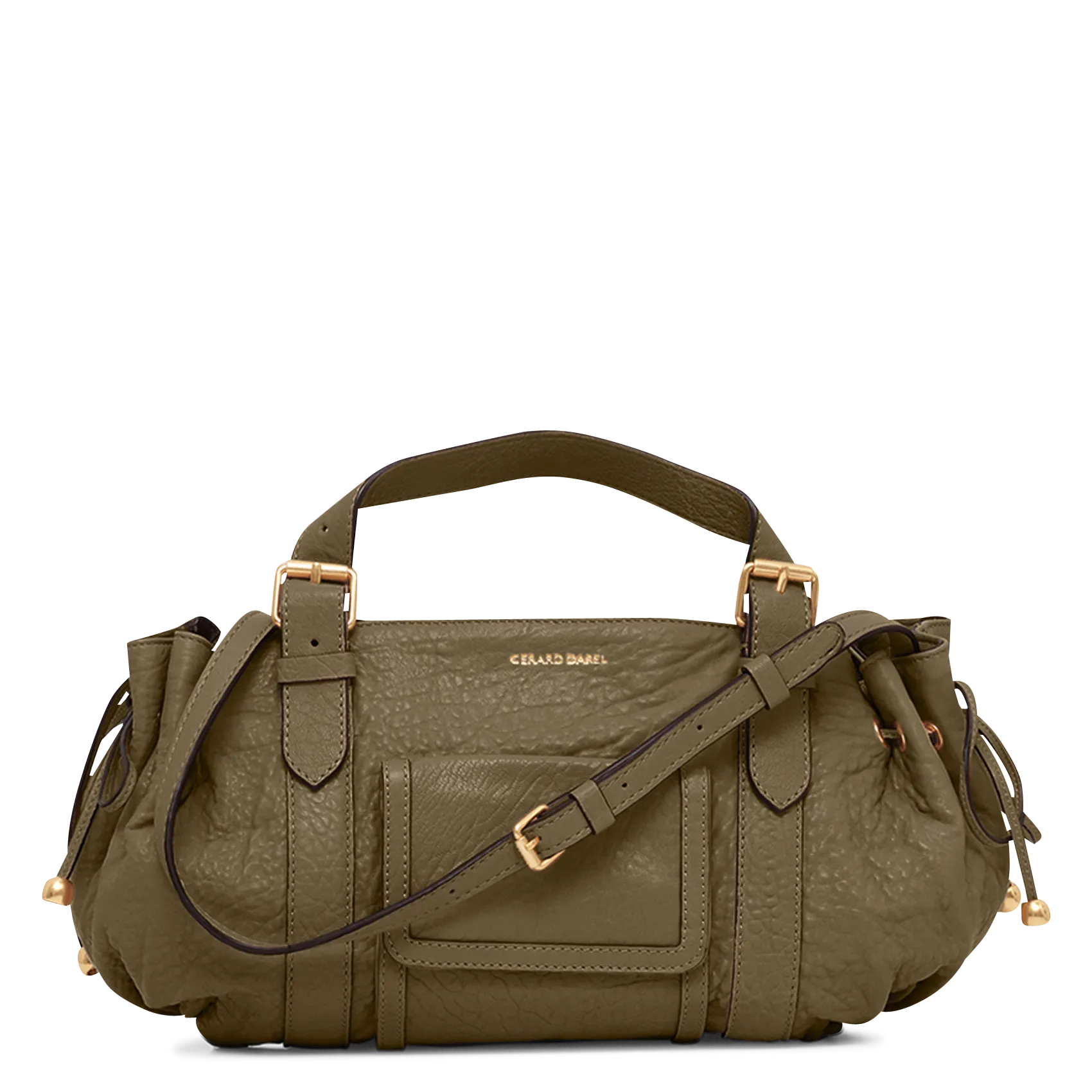 Bowlingtasche aus genarbtem Leder mit Reißverschluss Grun 18H