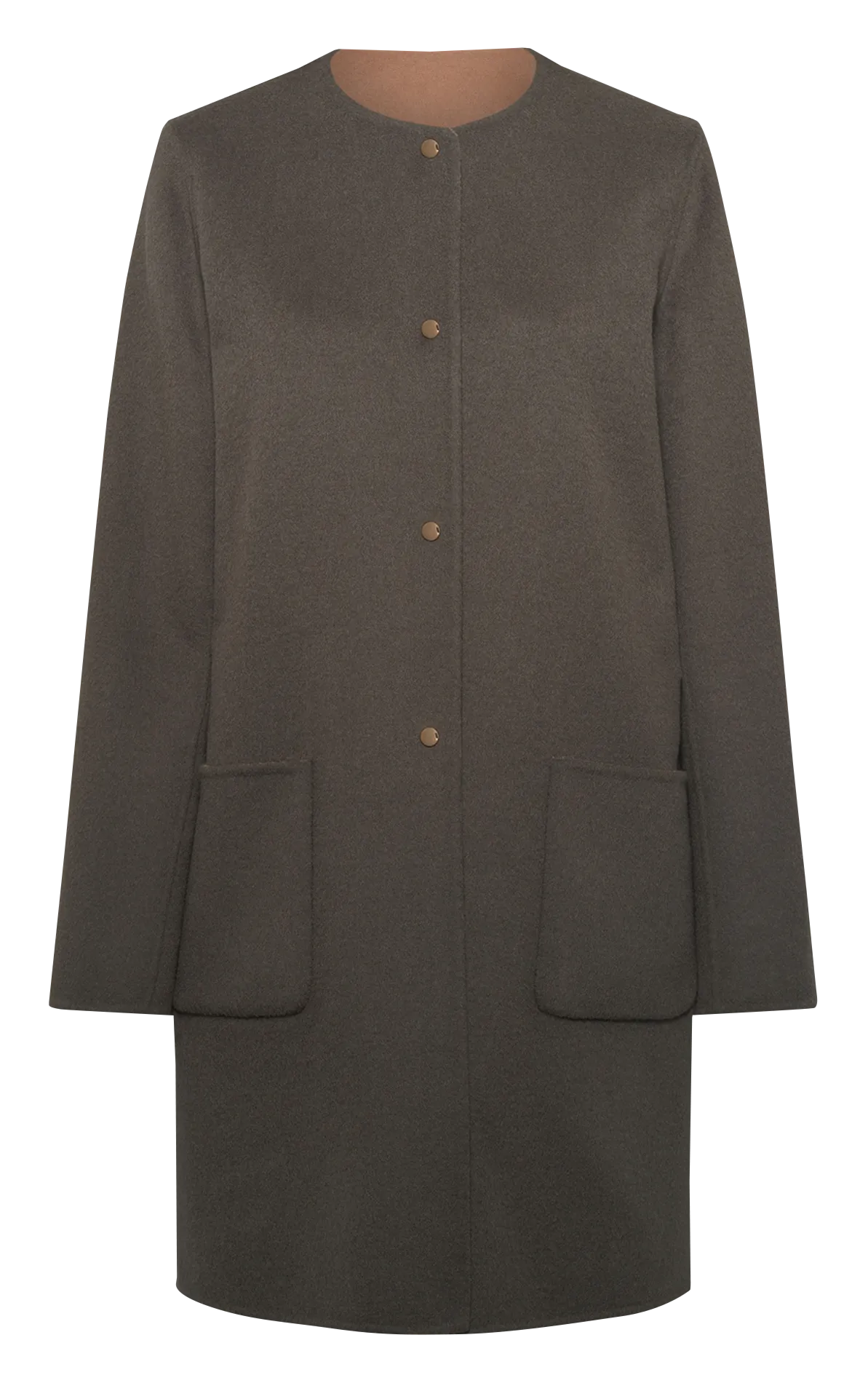 Wollmantel mit rundem Kragen Khaki MYLENE