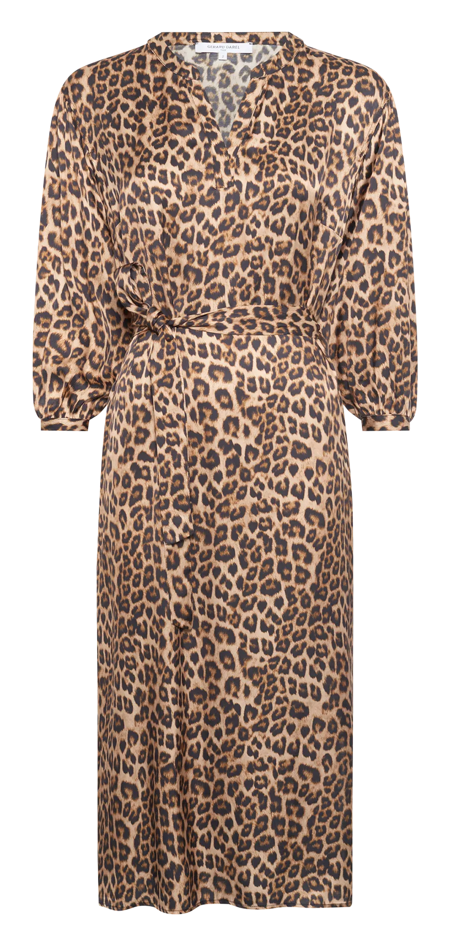 Weit geschnittenes Leopardenkleid mit Gürtel Braun LILOUX