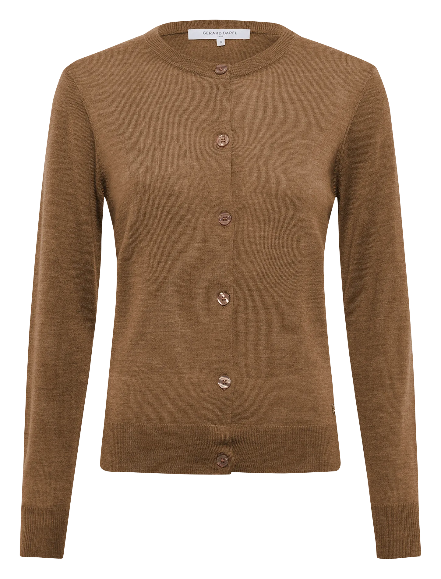 Strickjacke aus Wolle mit Rundhalsausschnitt Braun ESTELLE