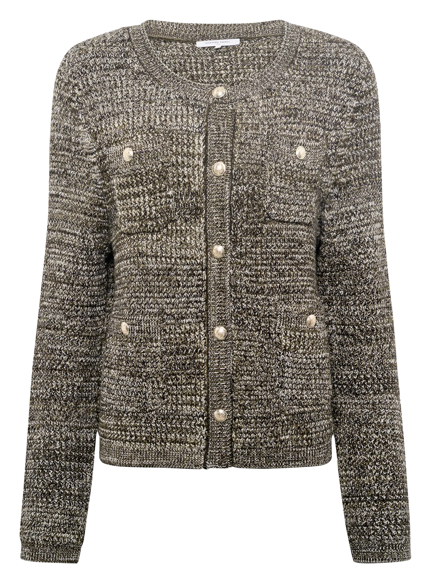 Strickjacke aus Woll-Mix mit Rundhalsausschnitt Khaki EDELINE