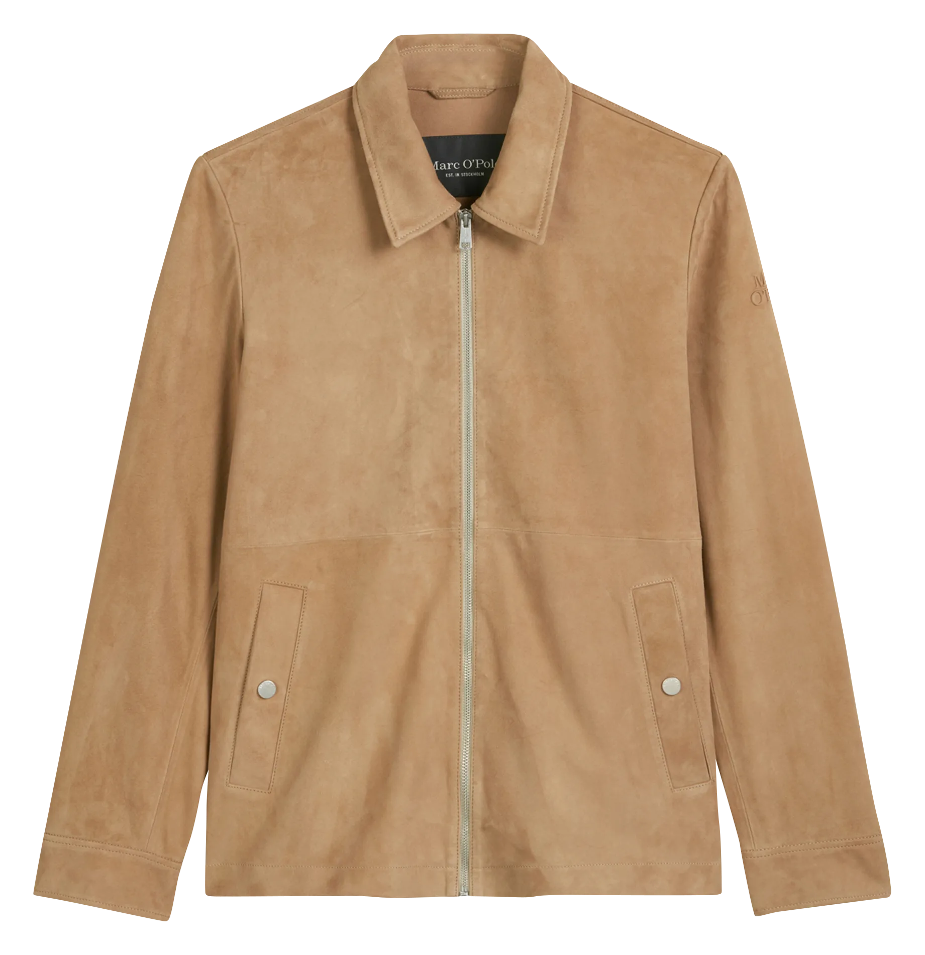 Lammlederblouson mit klassischem Kragen Beige