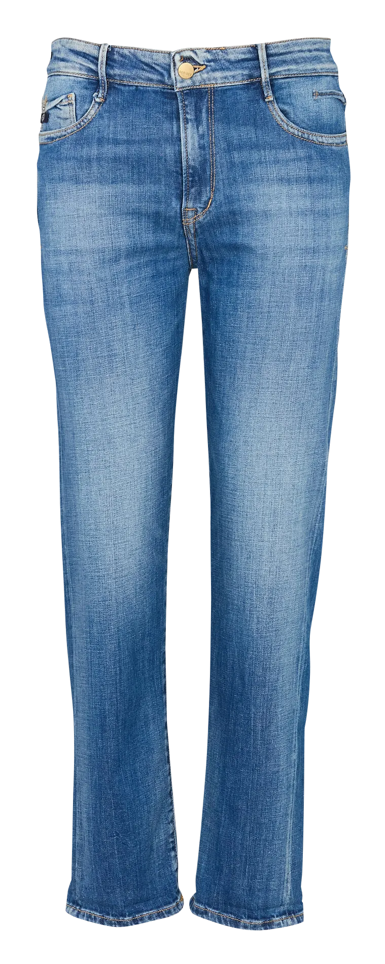 Gerade geschnittene High-Waist-Jeans in 7/8-Länge Blau