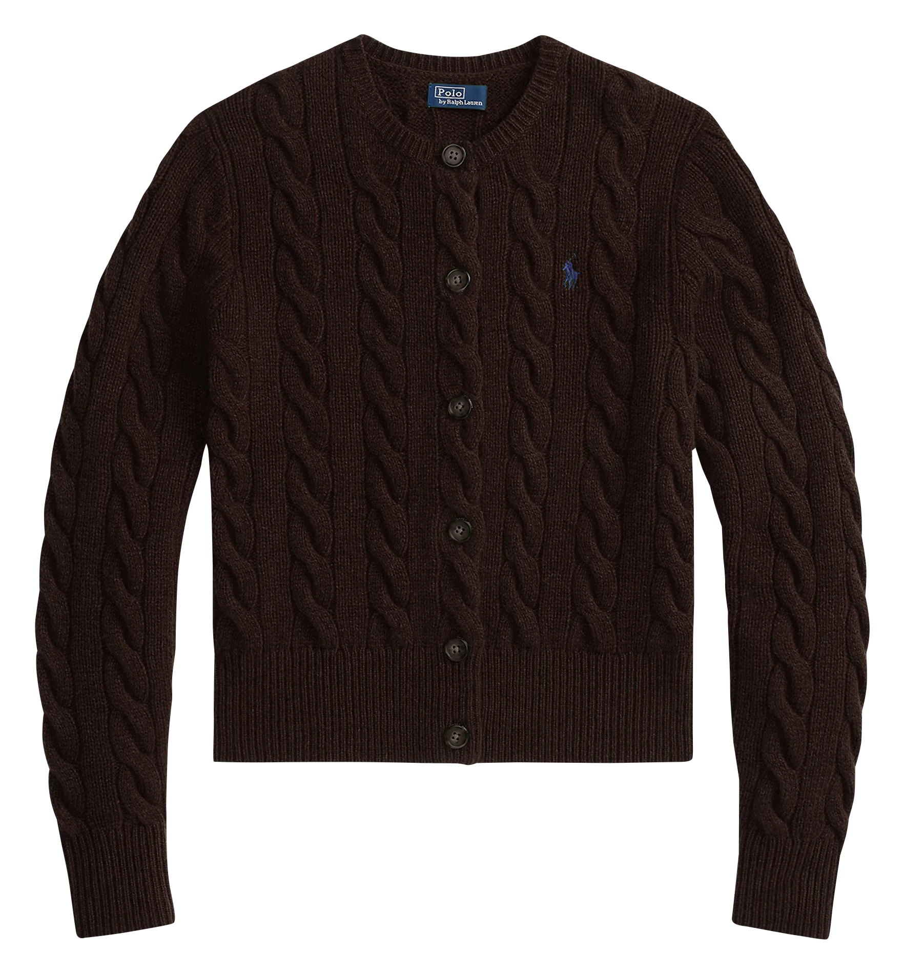 Strickjacke aus Woll-Mix mit Rundhalsausschnitt Braun