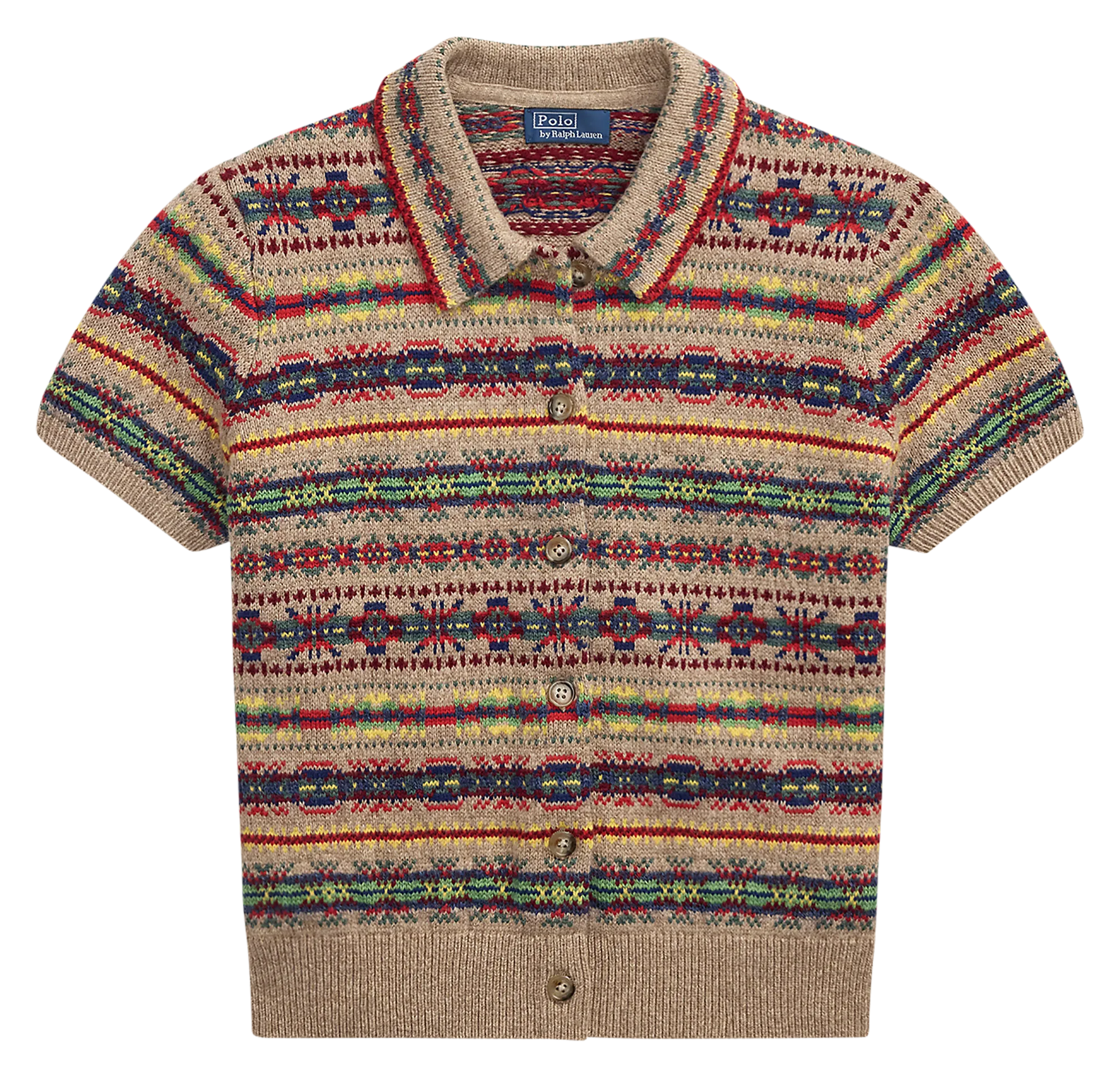 Strickjacke aus Wollmix mit klassischem Kragen Beige