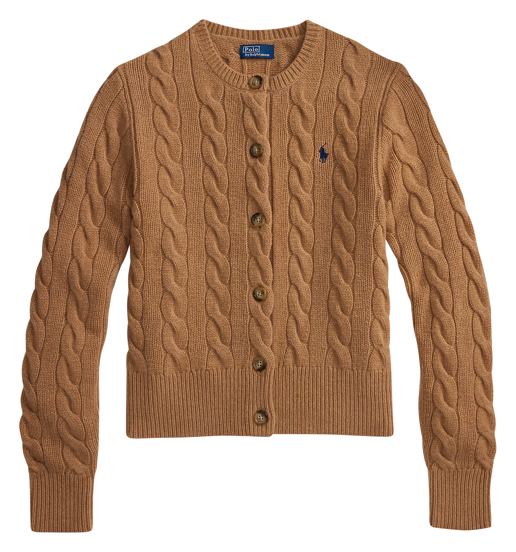 Strickjacke aus Woll-Mix mit Rundhalsausschnitt Beige