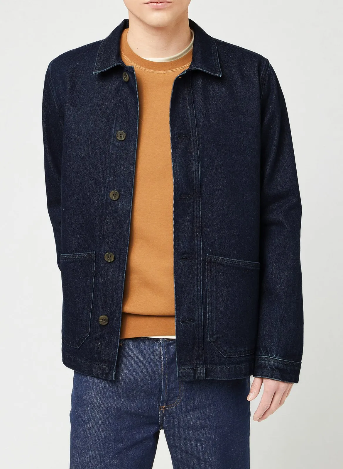 Hemd mit klassischem Kragen aus Baumwoll-Denim-Mischung Jeans ohne Waschung LIFFRE