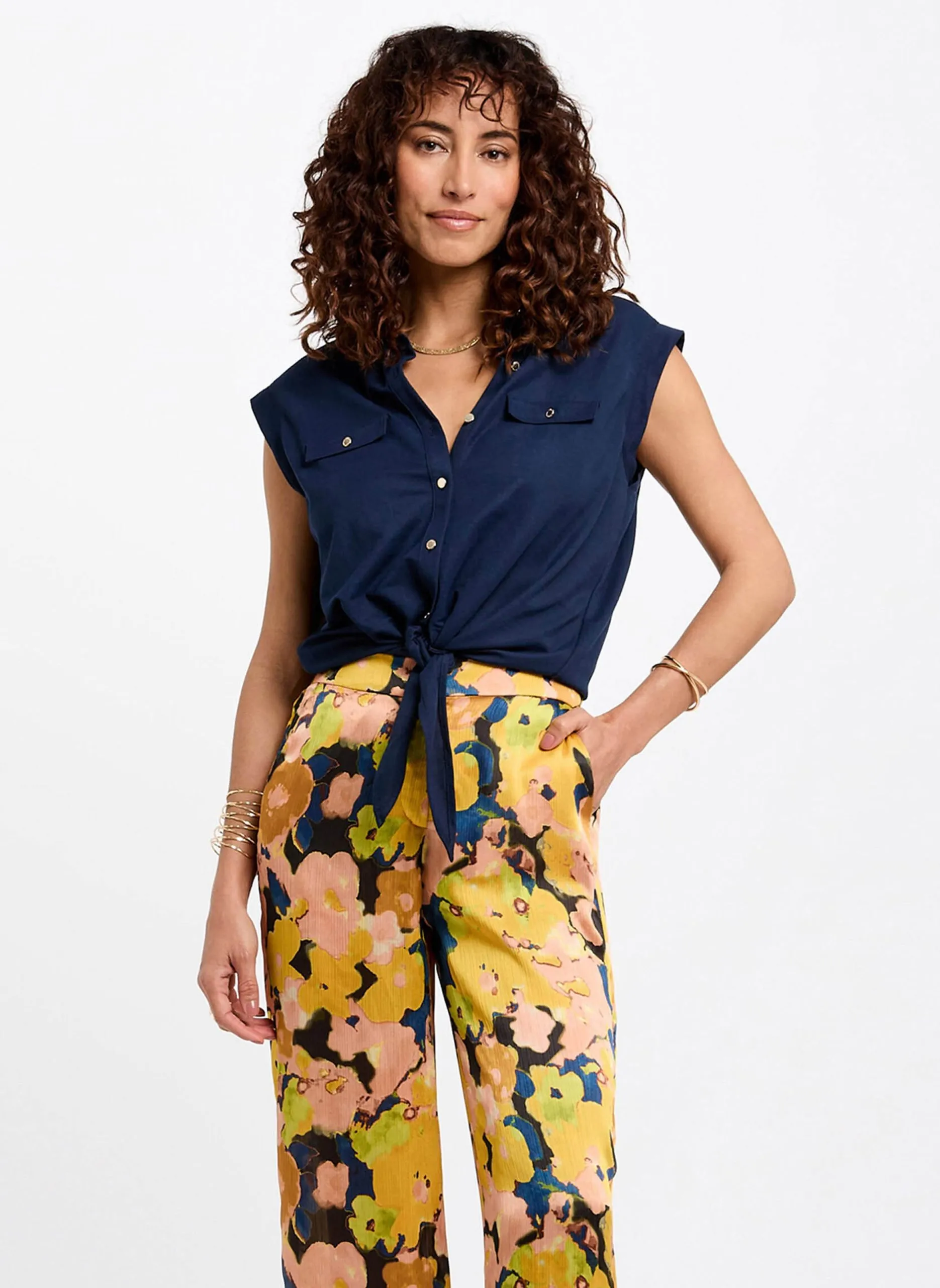 Gerade Bluse mit klassischem Kragen Blau 252-DAROD