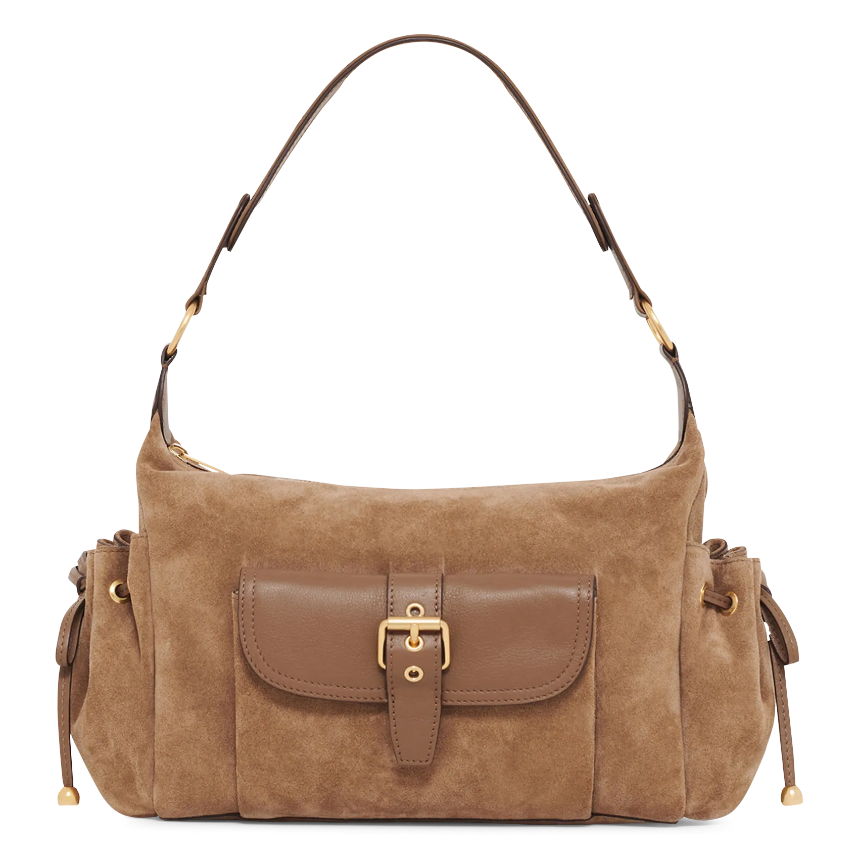 Schultertasche aus Veloursleder Grun LE EMA