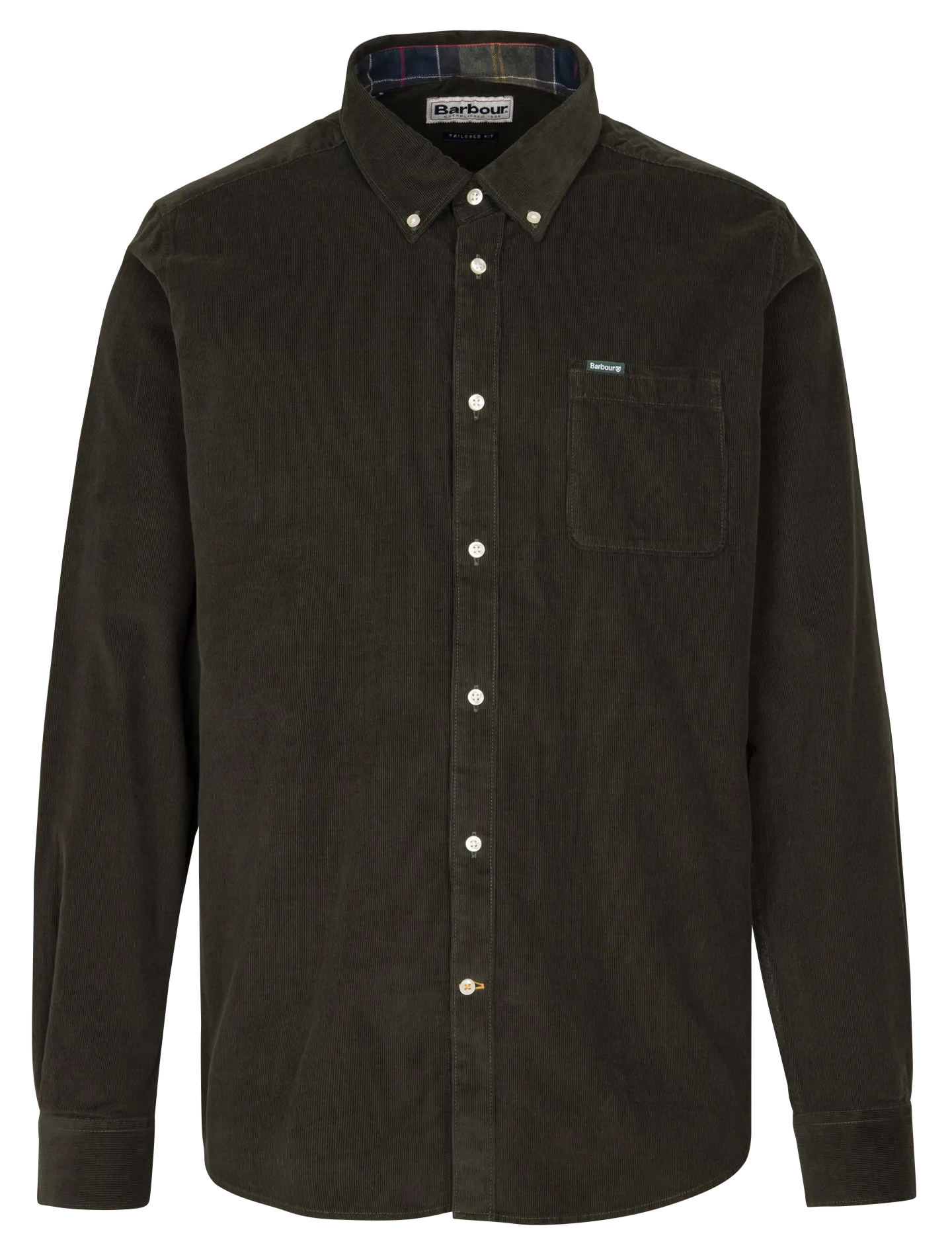 Gerade geschnittenes Langarm-Samtshirt Grun RAMSEY