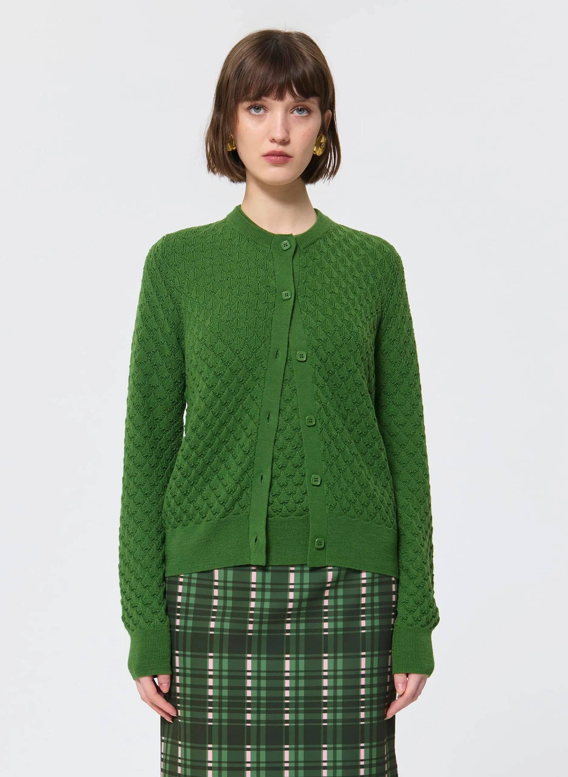 Strickjacke aus Wolle mit Rundhalsausschnitt Grun GERTY