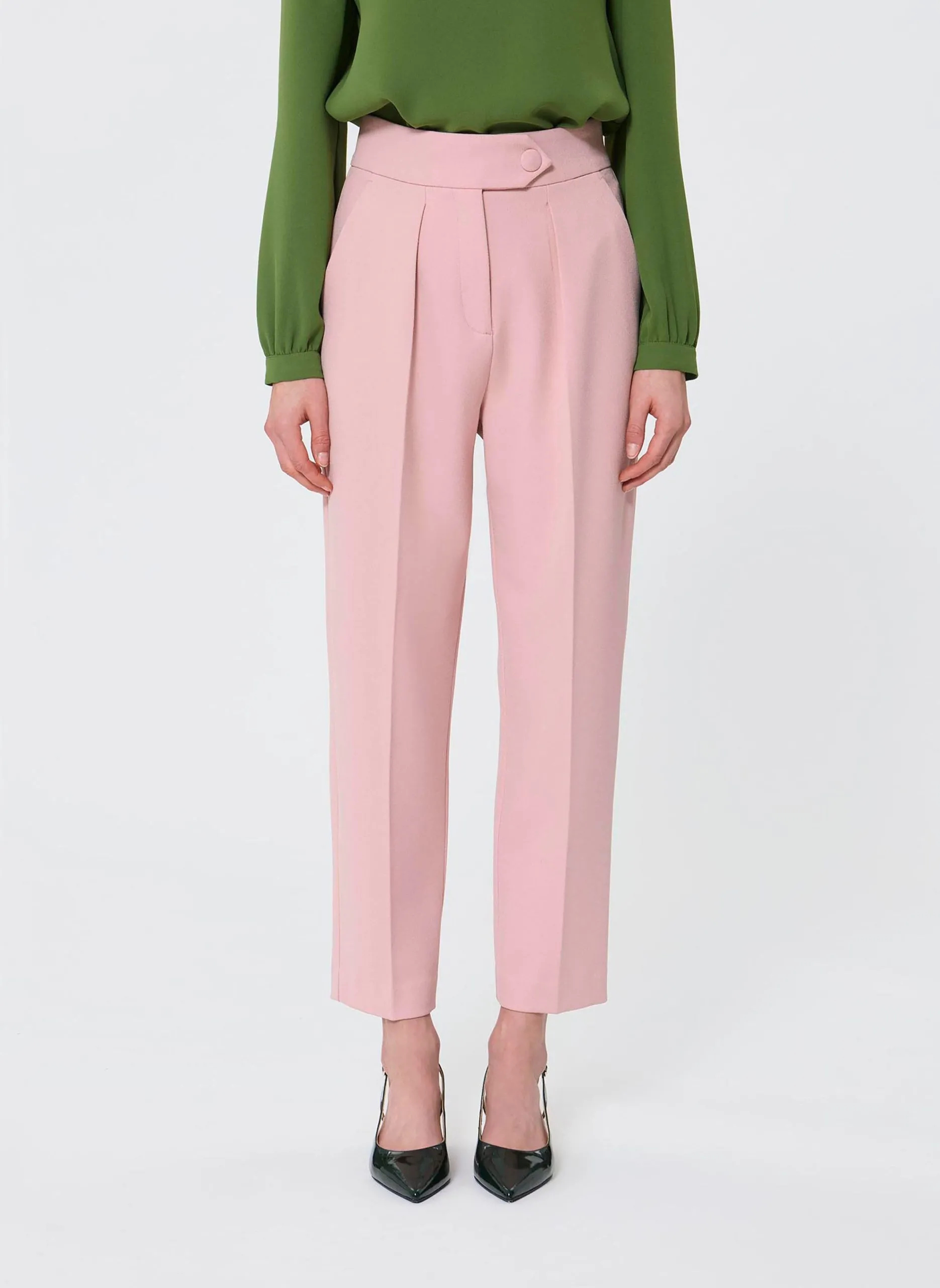 Hoch sitzende Karottenhose in einfarbigem Design Beige PAASO