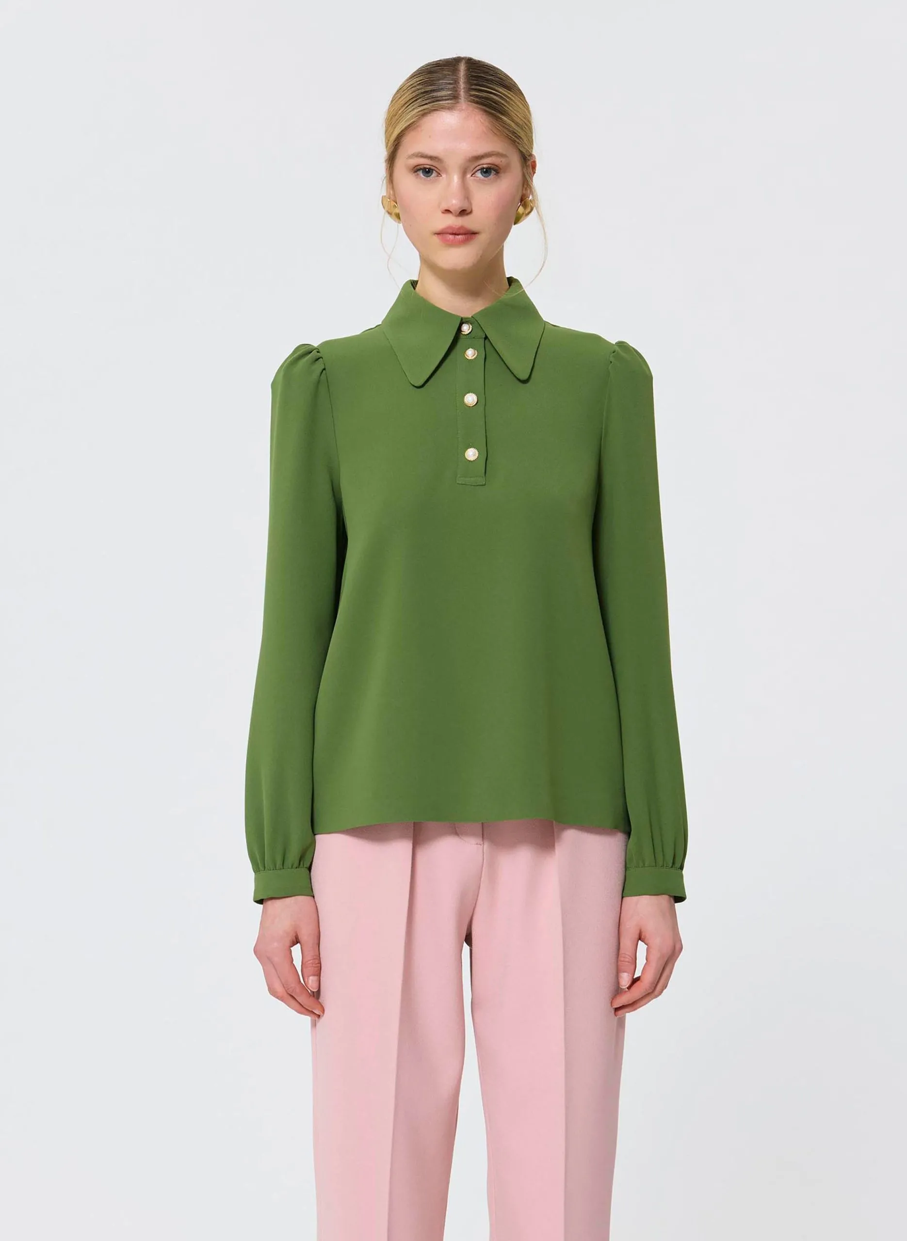 Blusenkragen aus Leder Grun TONIO