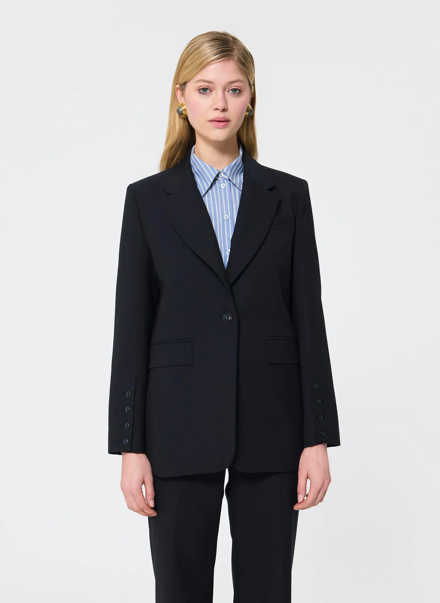 Gerade geschnittener Wollblazer Blau VIRGIL