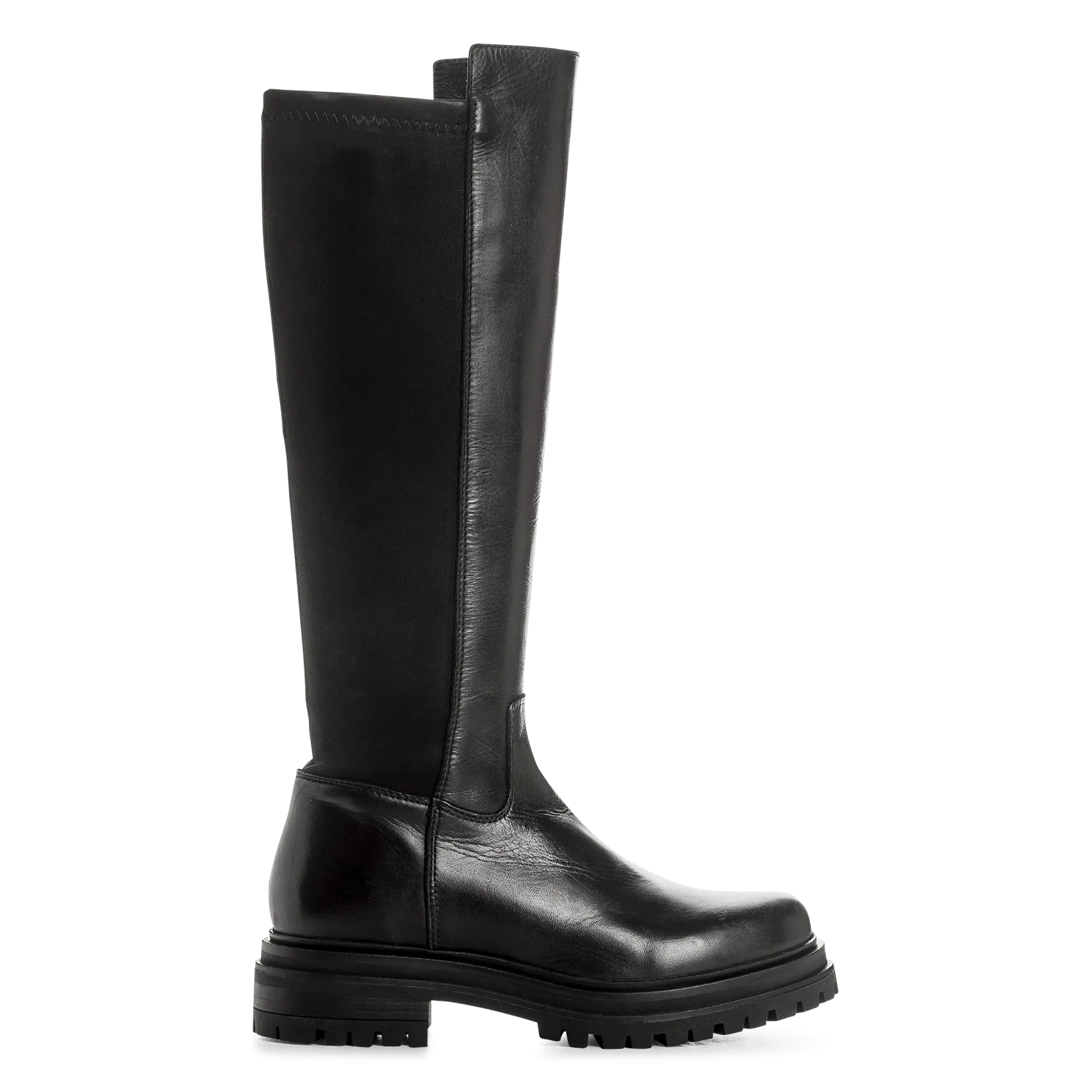 Einfarbige Reitstiefel aus gemischtem Leder Schwarz SIRACUSE