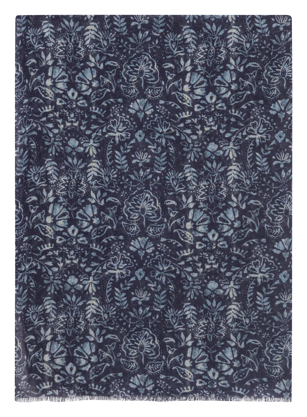 Bedruckter Schal aus Wolle und Seide Blau ROMILLY