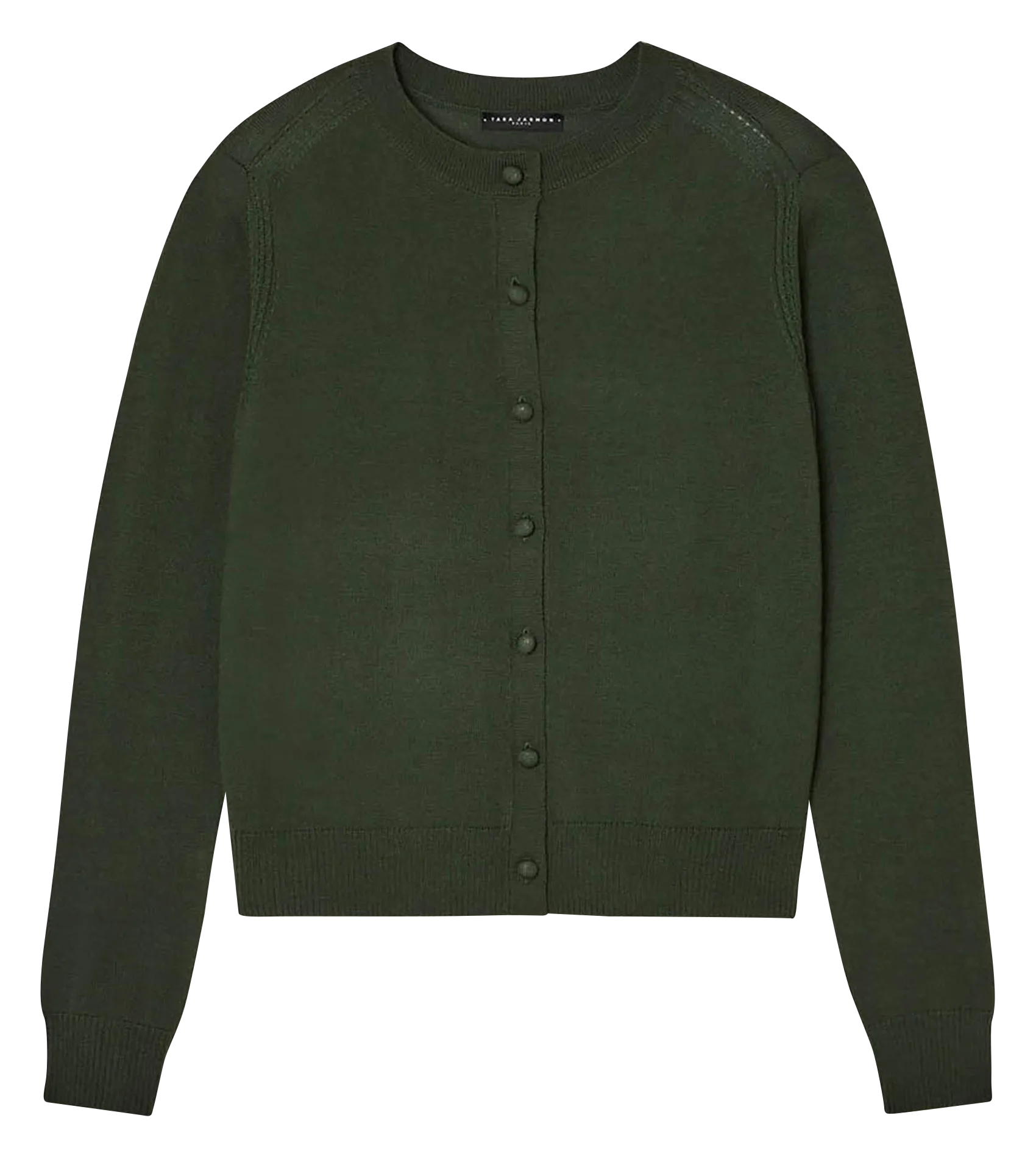 Strickjacke aus Wolle mit Rundhalsausschnitt Grun GINNO