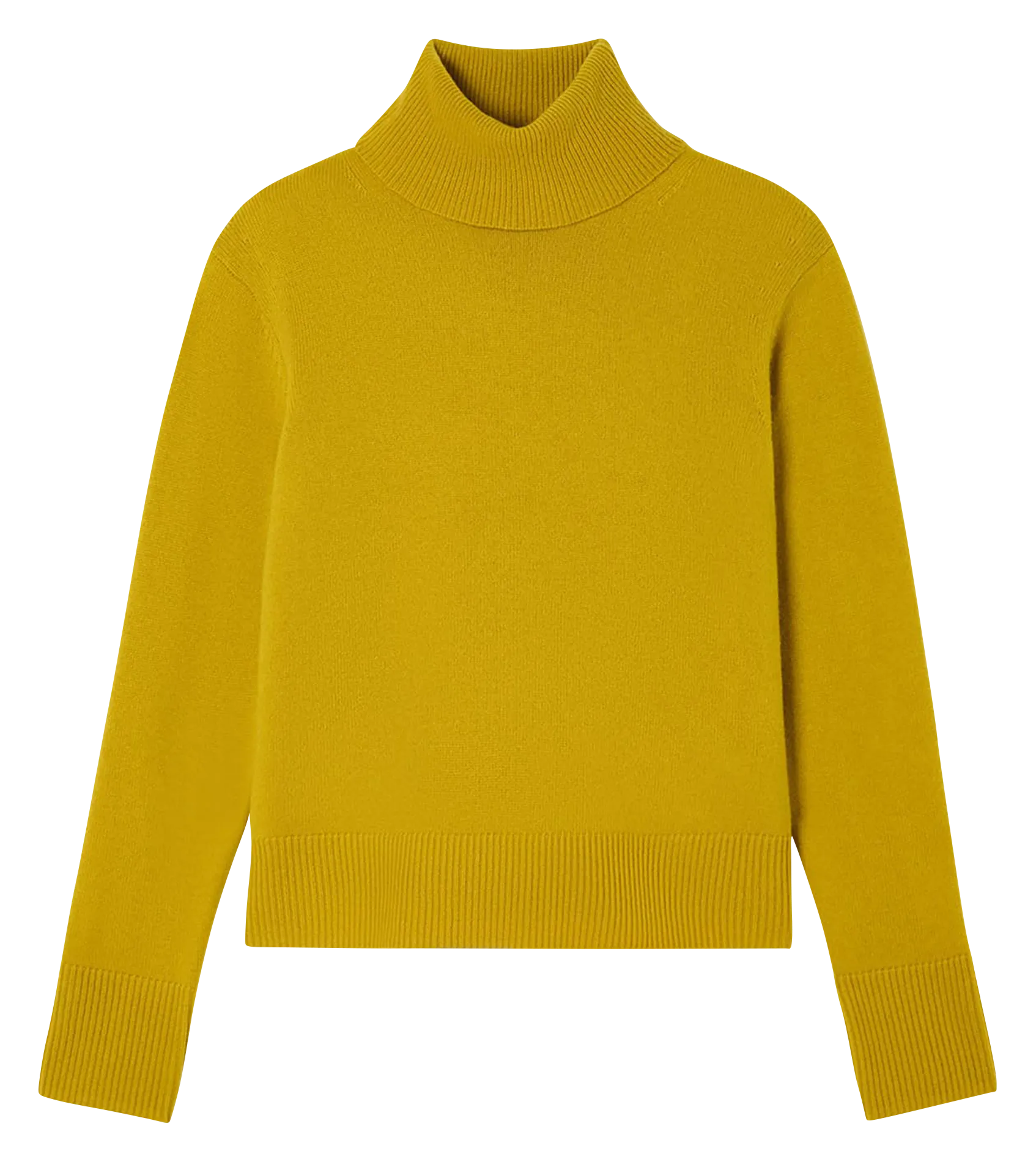 Rollkragenpullover aus einfarbiger Wolle Gelb PALIA
