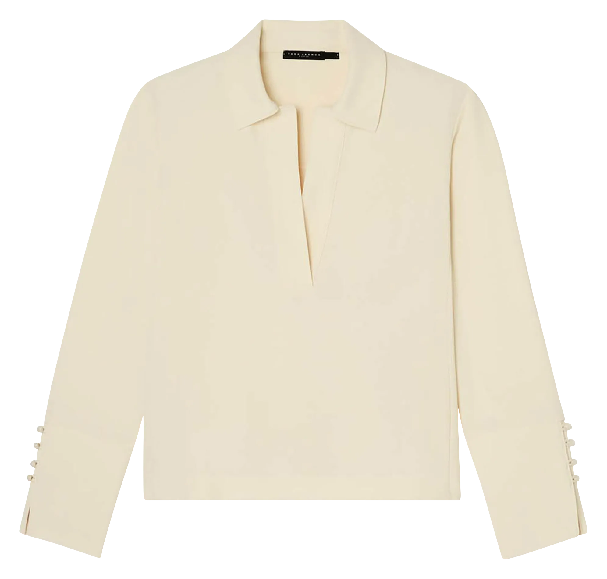 Langarm-Polo-Shirt uni Beige TIPHAINE