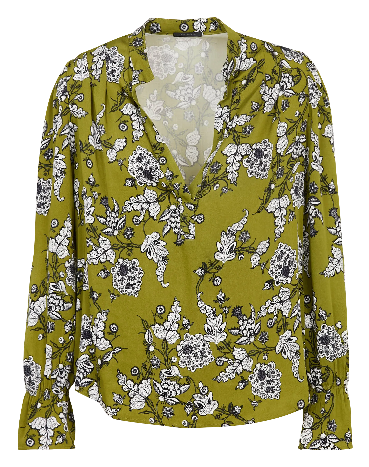 Geblümte Bluse mit V-Ausschnitt Grun