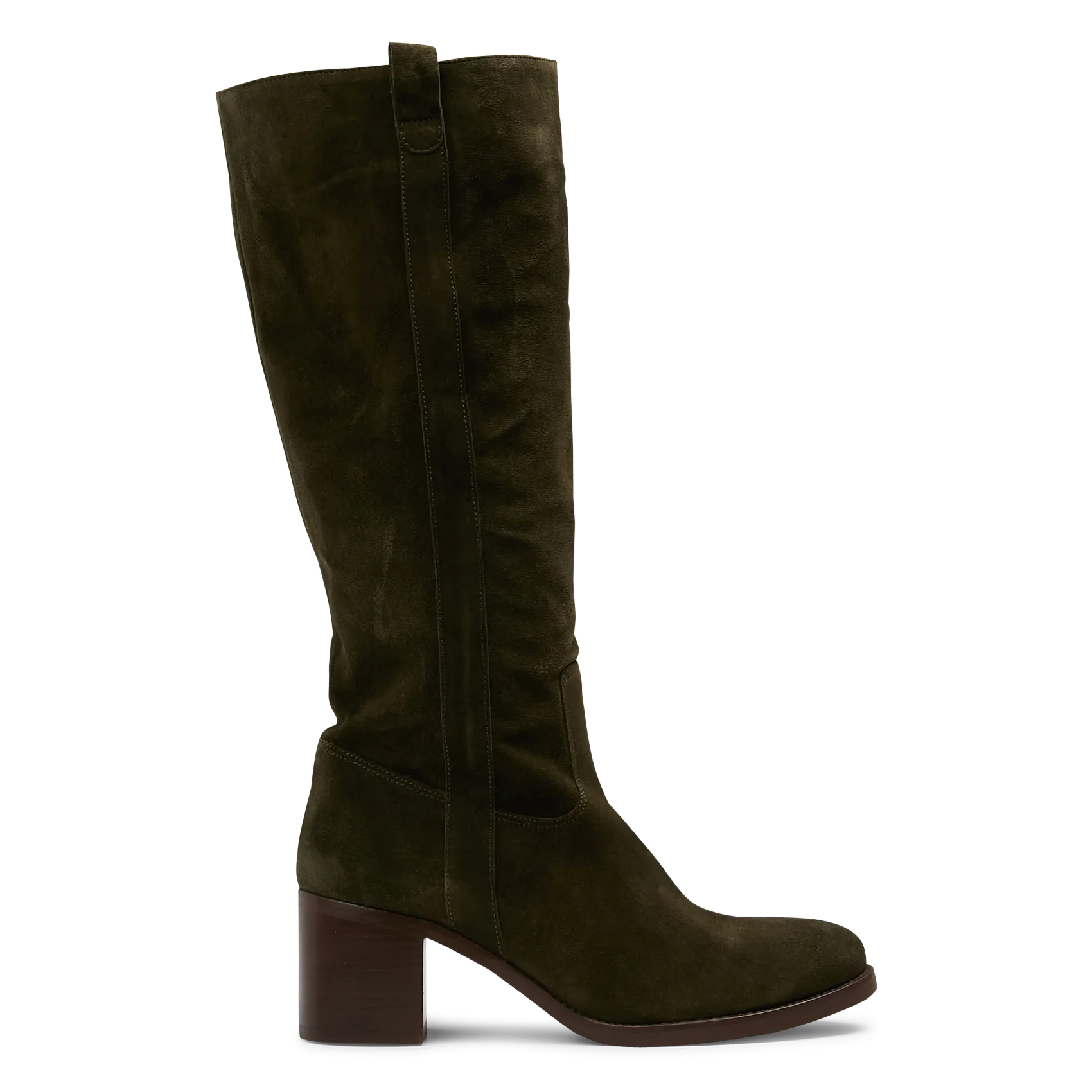 Velourslederstiefel mit Absatz Grun