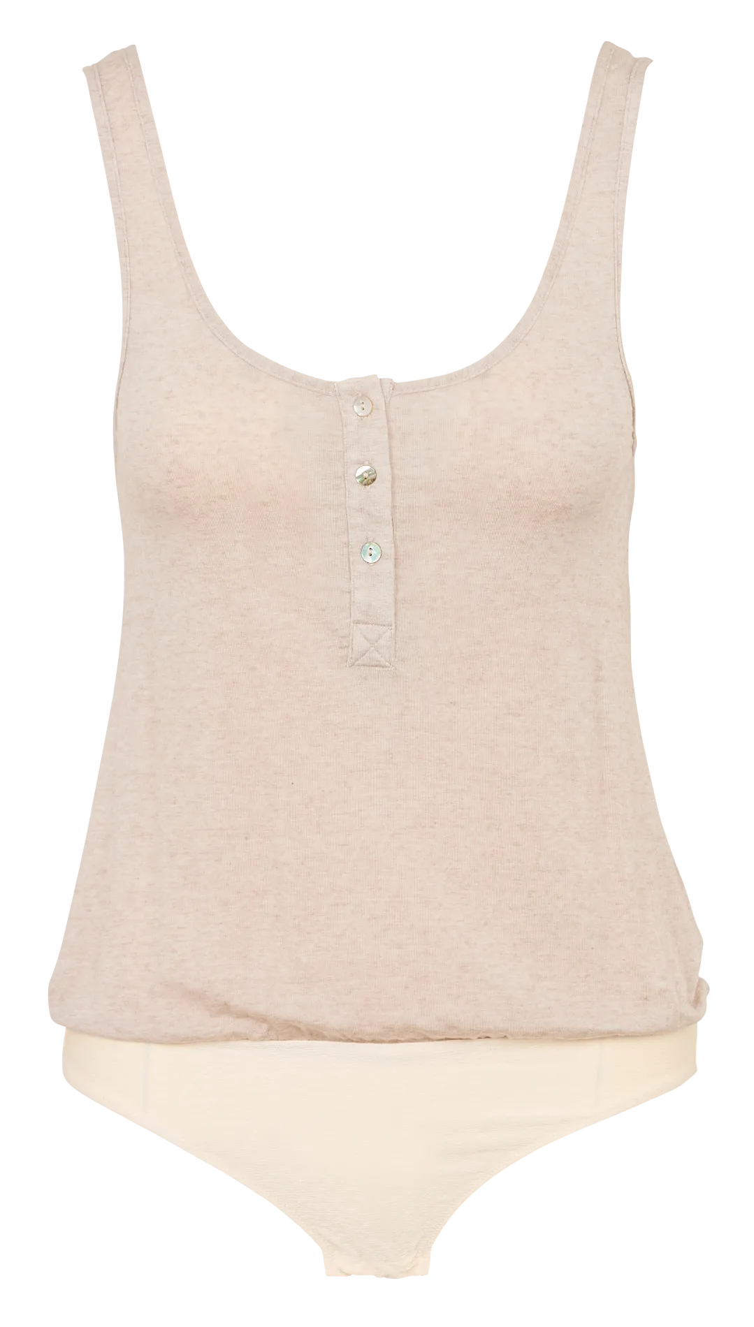 Rundhalsausschnitt ärmelloses Oberteil Beige SELENA