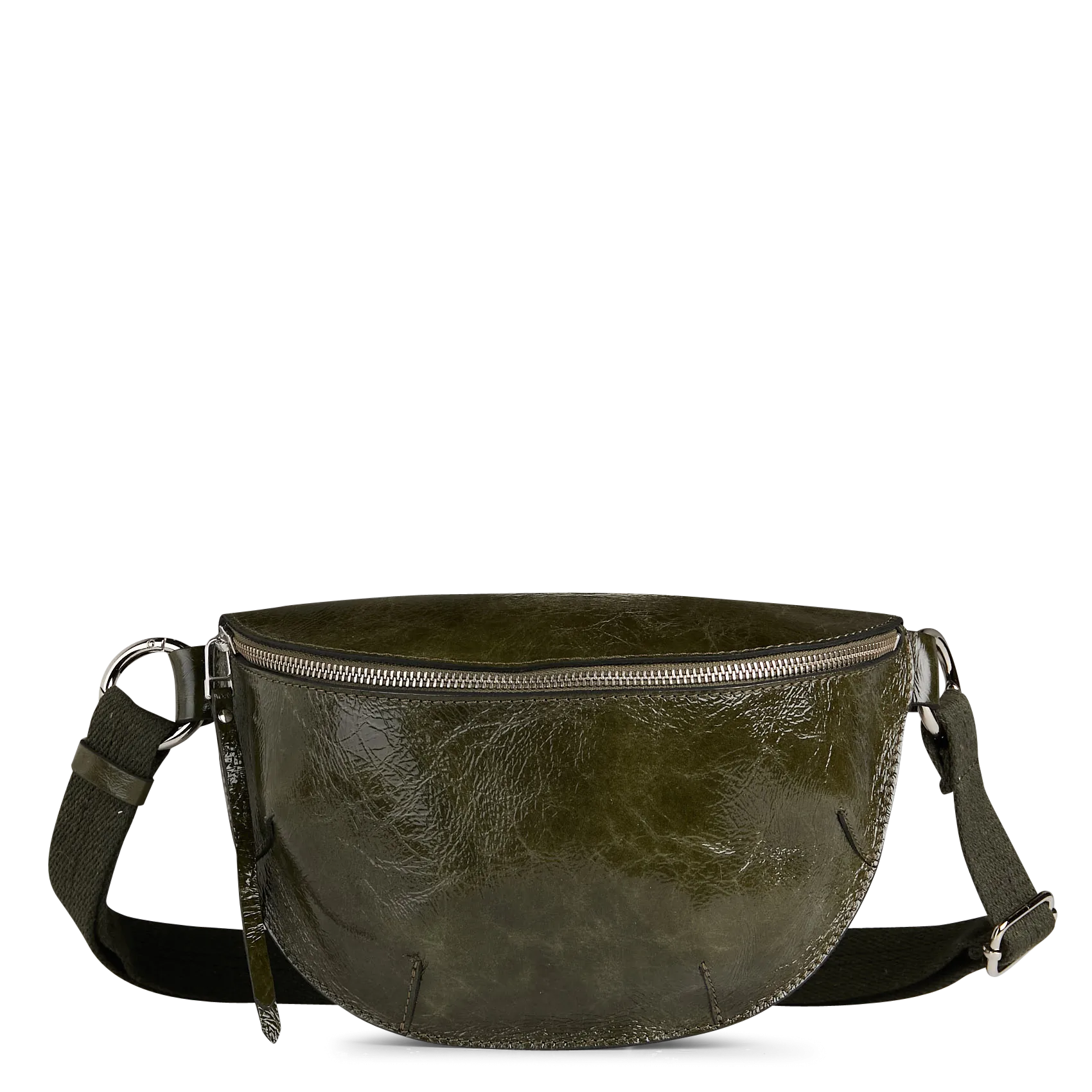 Gürteltasche aus glänzendem und gerafftem Leder Grun ROSIE