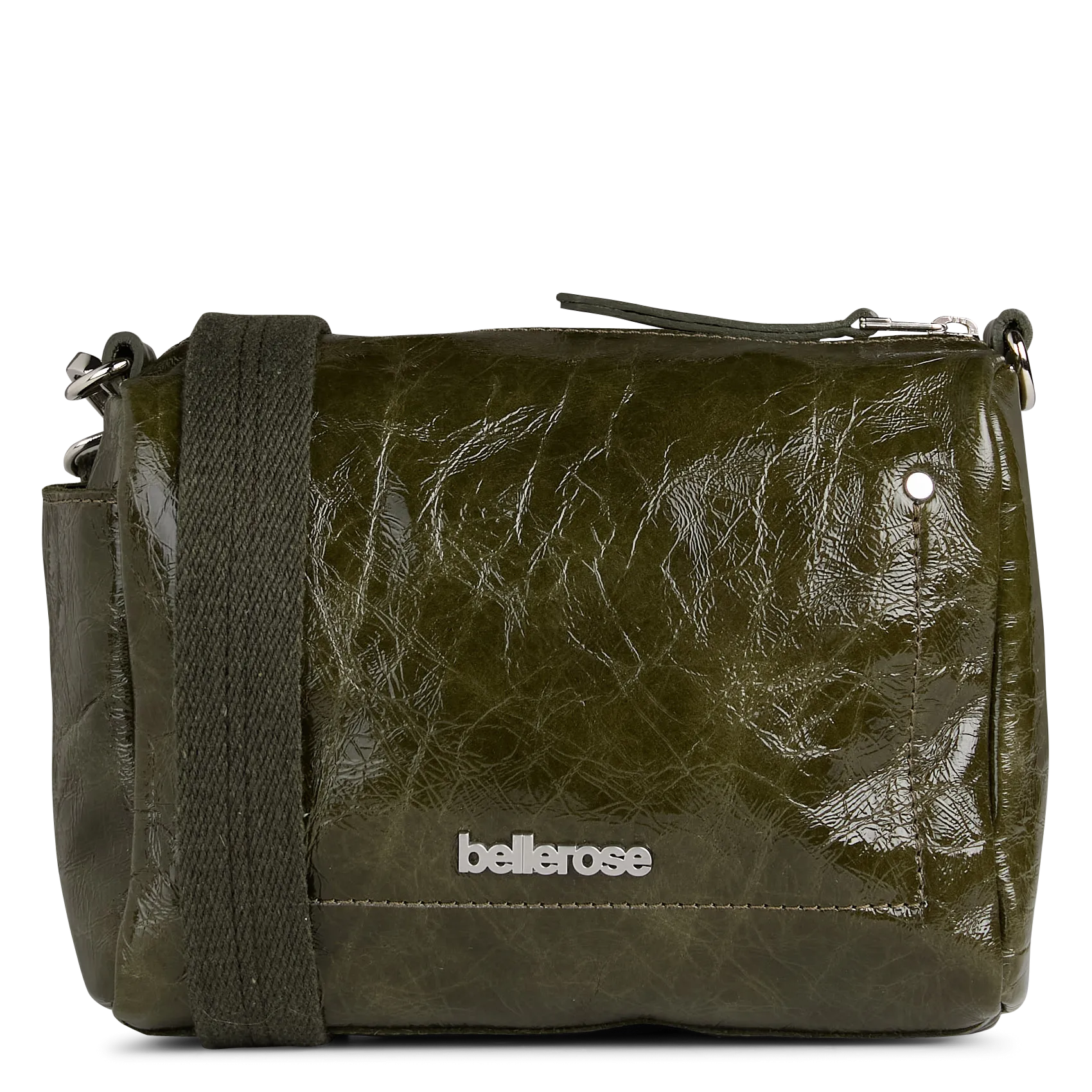 Weiche Schultertasche aus glänzendem Leder Grun SOBOX