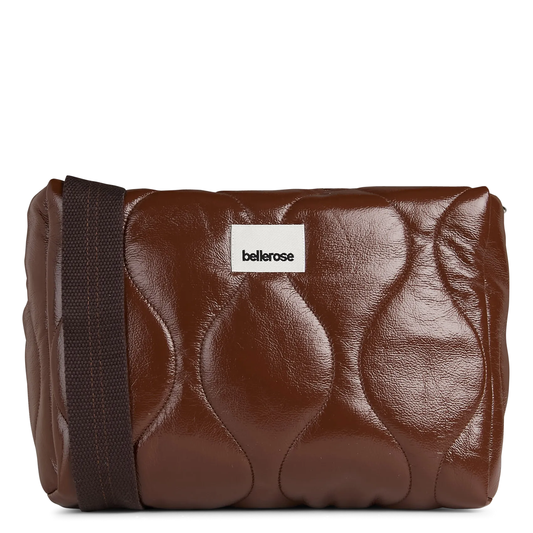 Gepolsterte Lackleder Umhängetasche Braun HOBEL