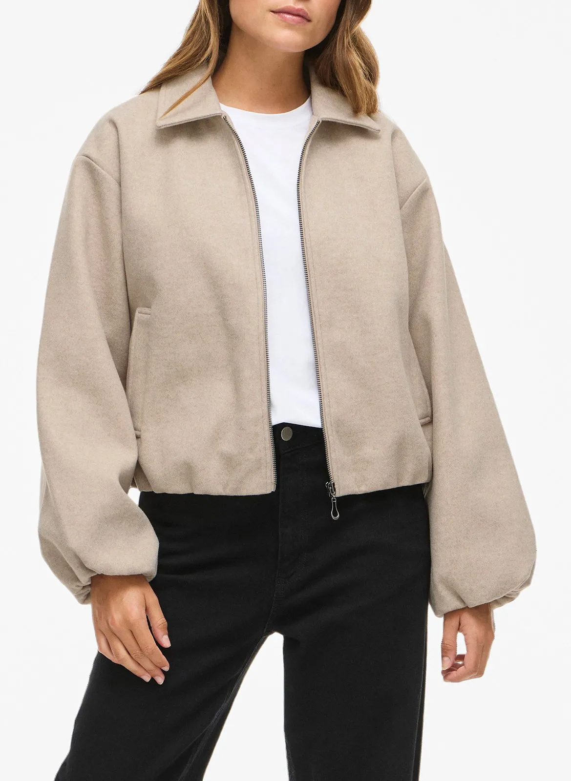 Blouson mit klassischem Kragen Beige BALOU