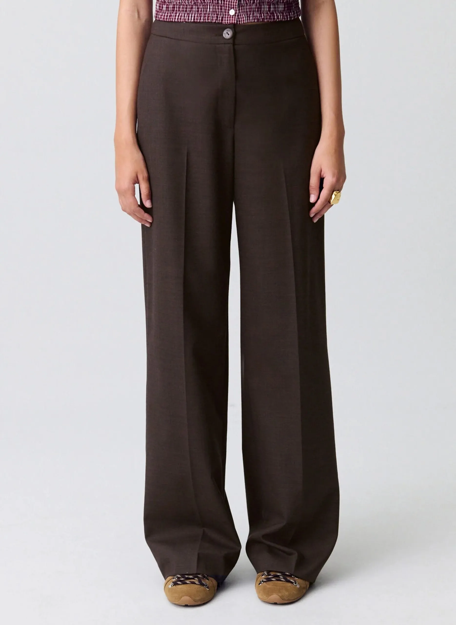 Gerade geschnittene Hose aus Wollmischung Braun PISTOUNI