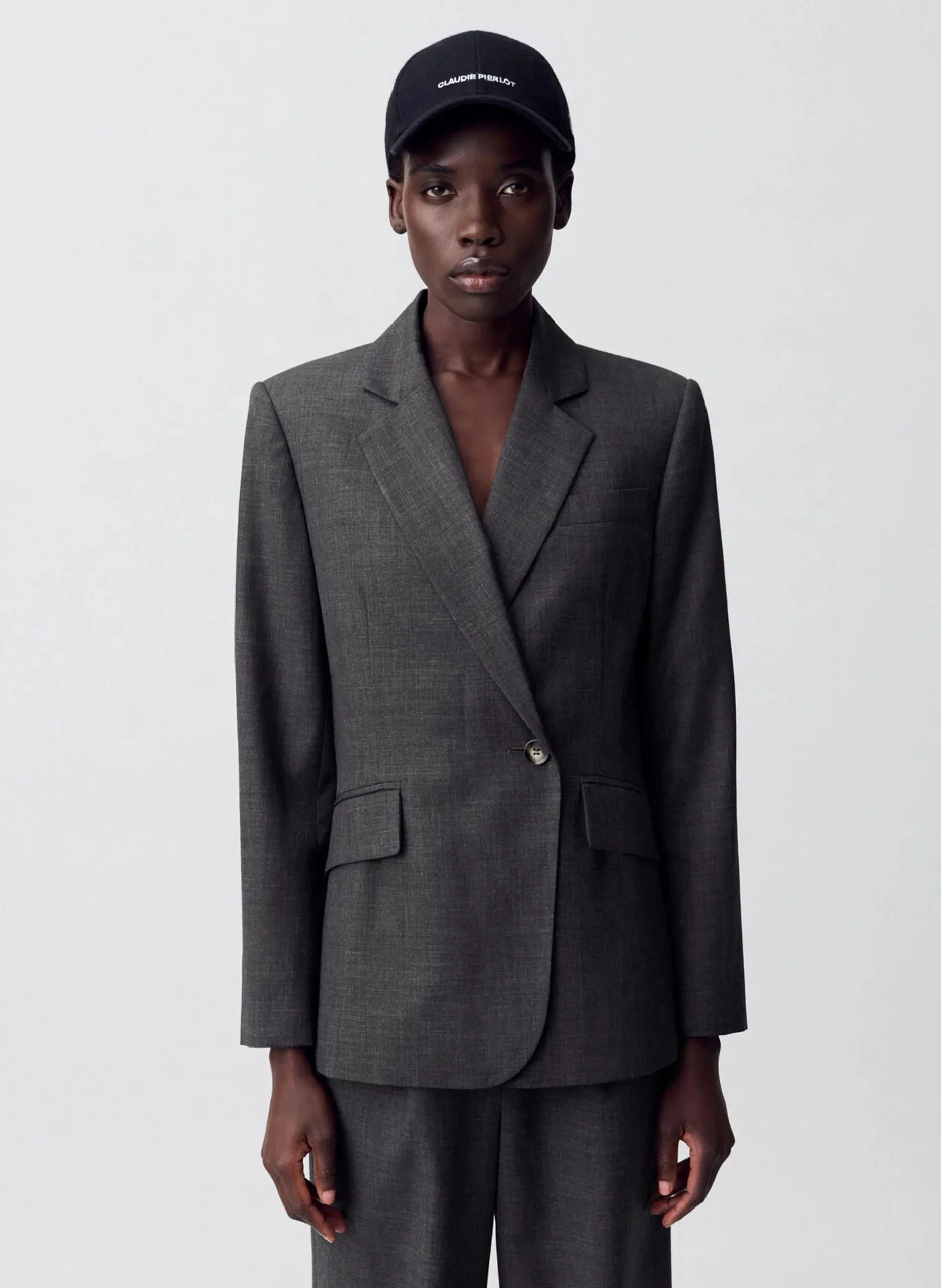 Einfarbiger Blazer im klassischen Schnitt Grau VILLAGA