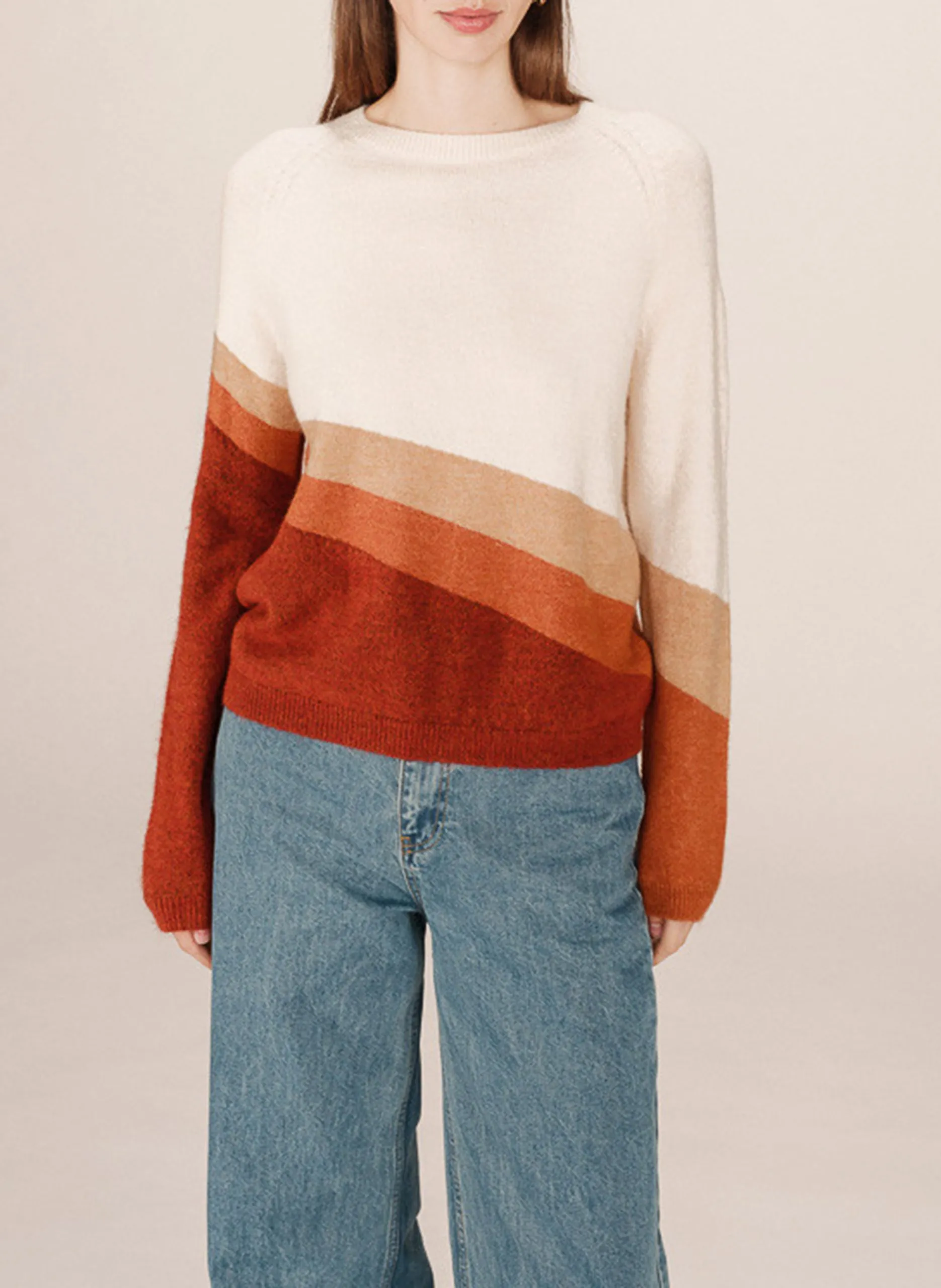 Kurzärmliger Pullover mit Rundhalsausschnitt Beige SARANDON